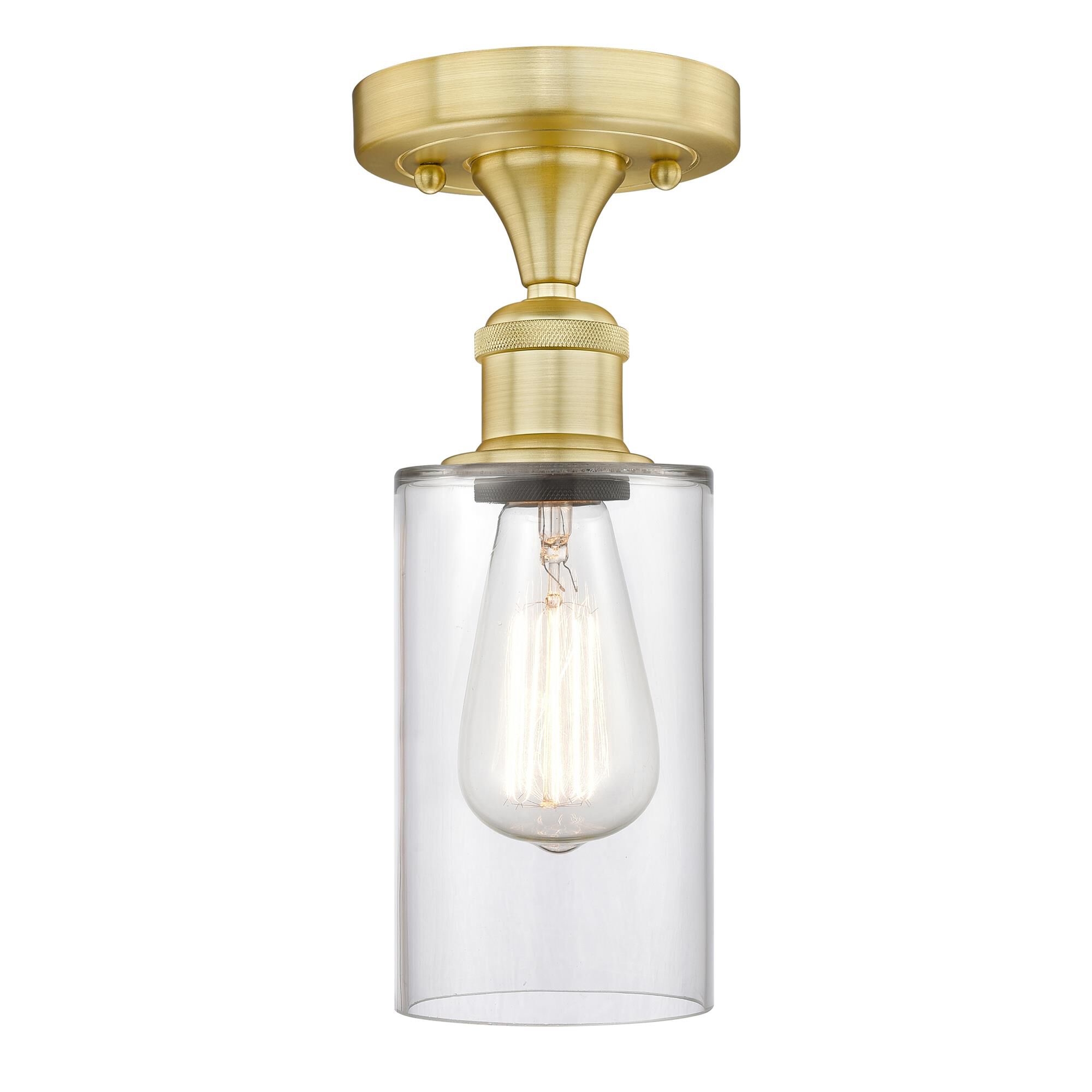 Shown in Satin Gold finish and Clear glass