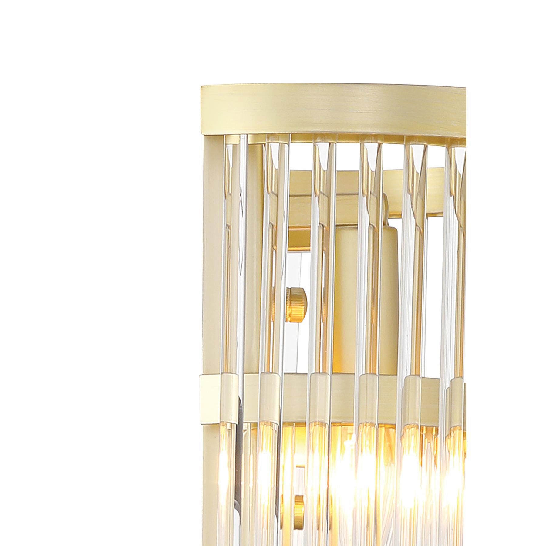 Shown in Heirloom Brass finish and Clear glass