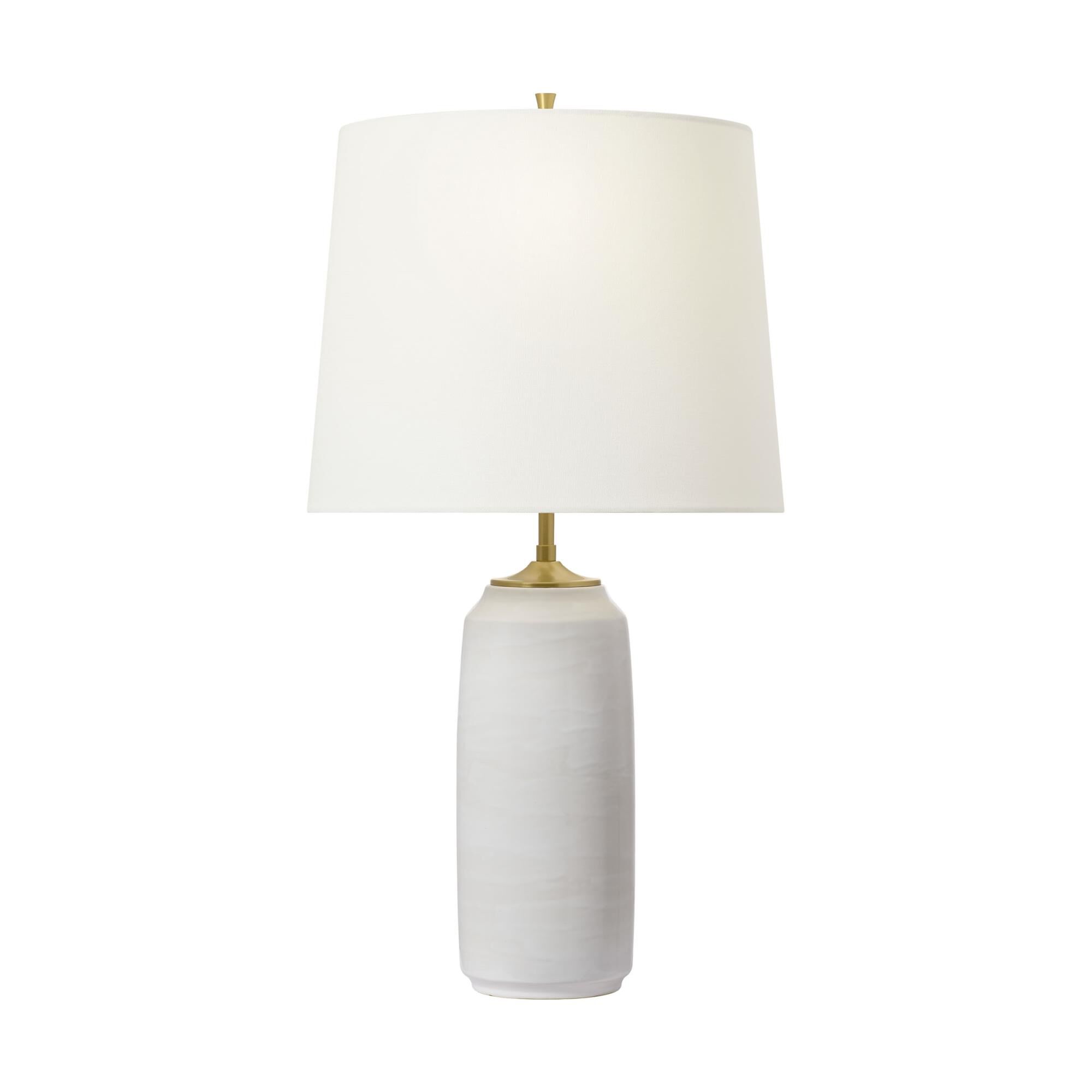 Shown in Natural White finish and White Linen shade