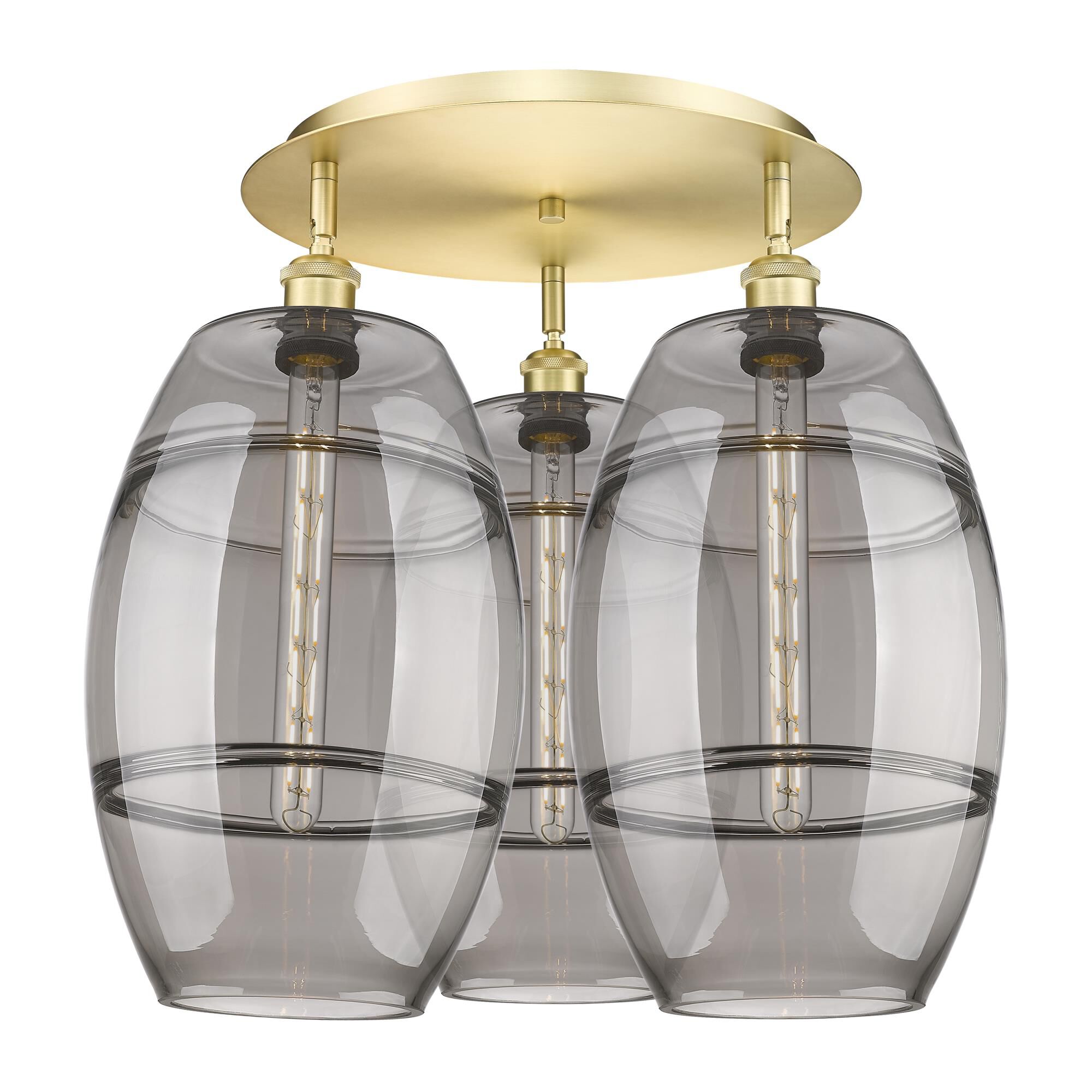 Shown in Satin Gold finish and Light Smoke glass