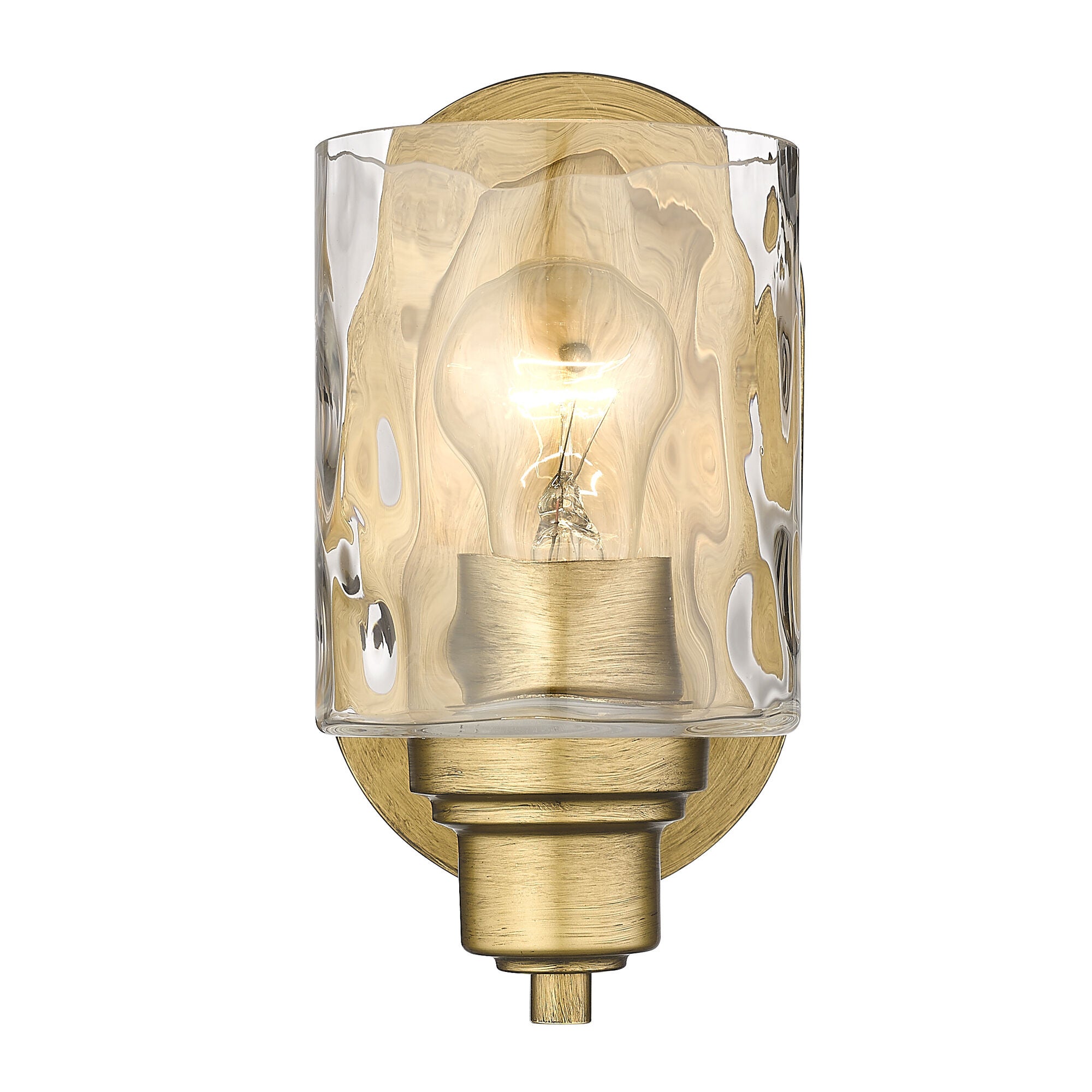 Shown in Antique Gold finish and Handblown Clear Optic glass