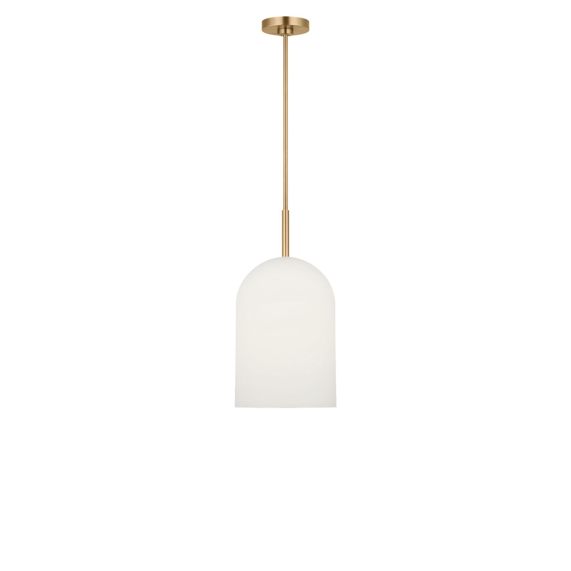 Shown in Satin Brass finish and Etched White glass
