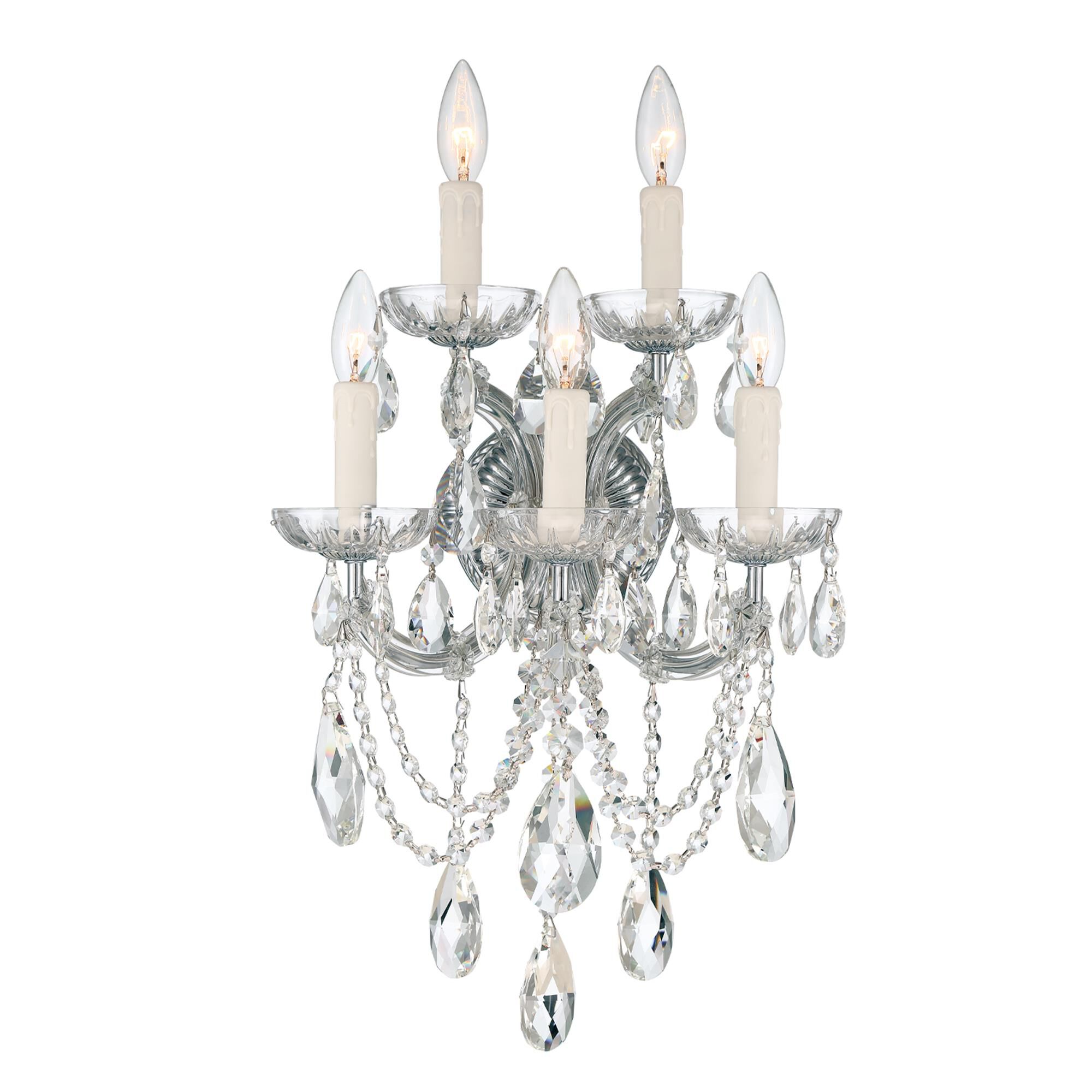 Shown in Polished Chrome finish and Clear Hand Cut crystal