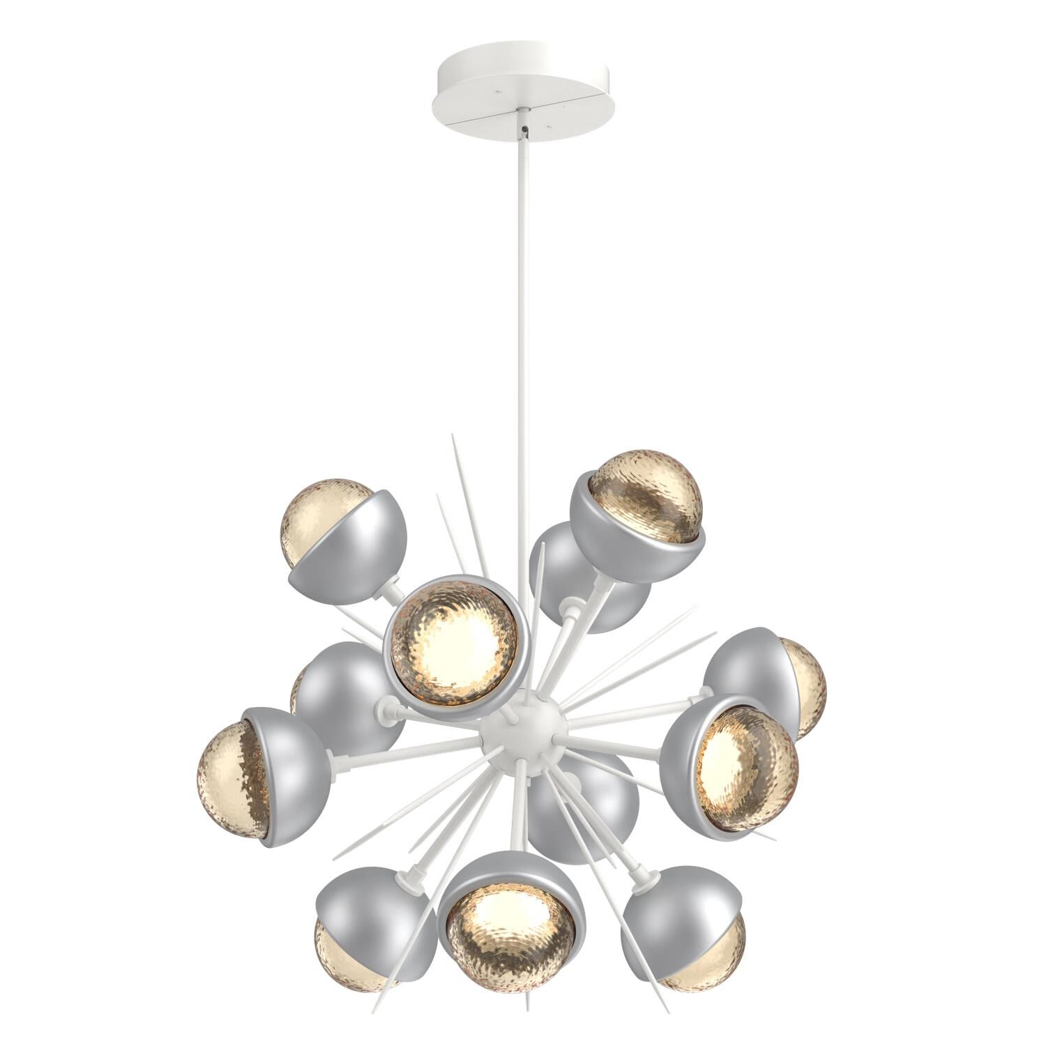 Shown in Salt White finish and Amber glass and Classic Silver accent