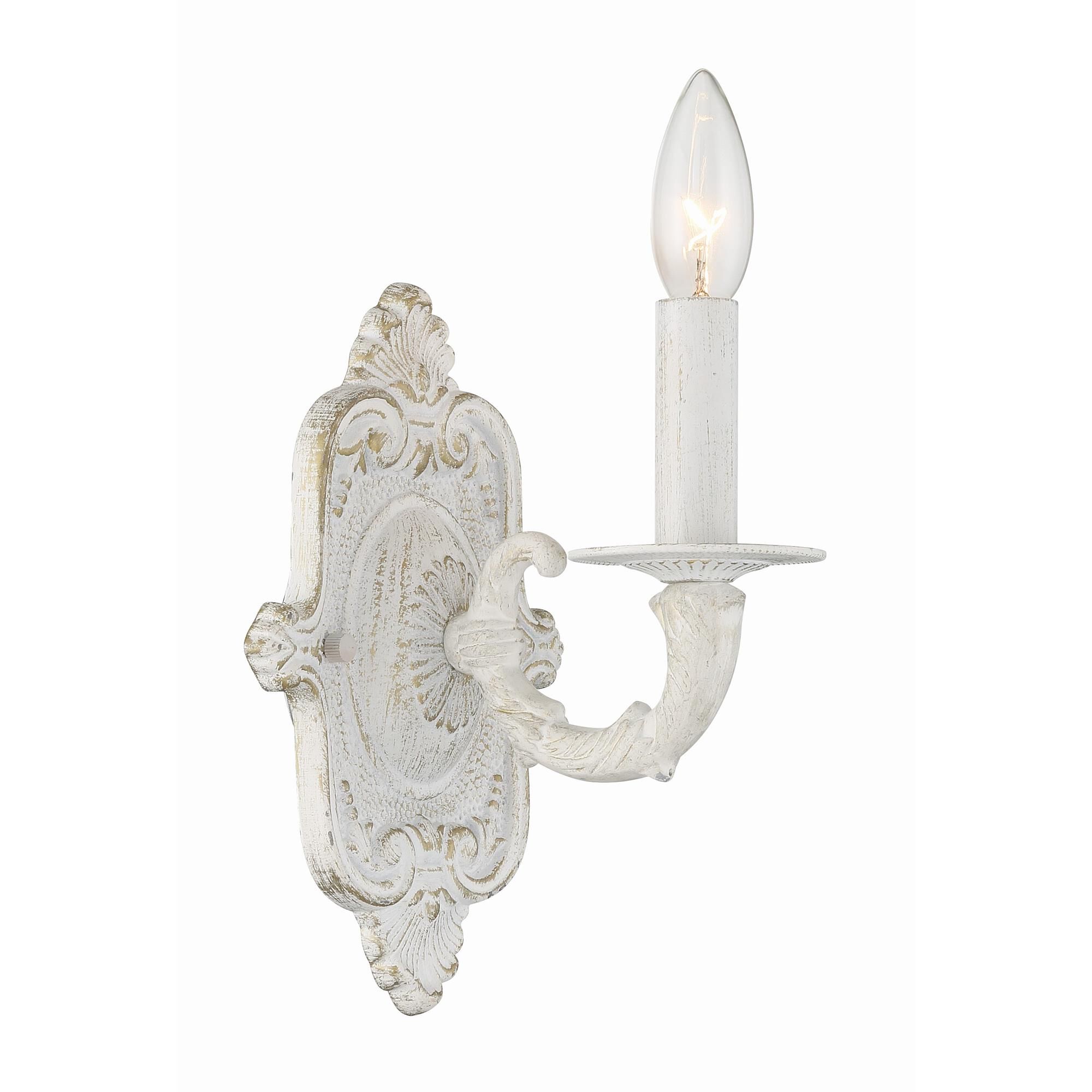Shown in Antique White finish and Hand Polished crystal