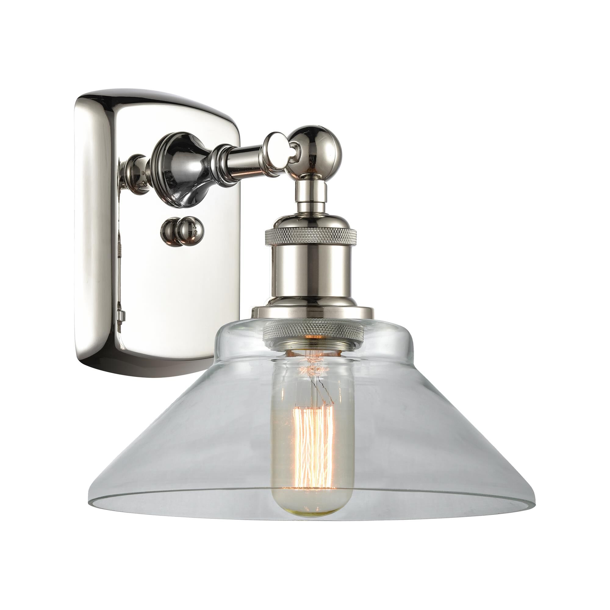 Shown in Polished Nickel finish and Disc glass and Glass shade