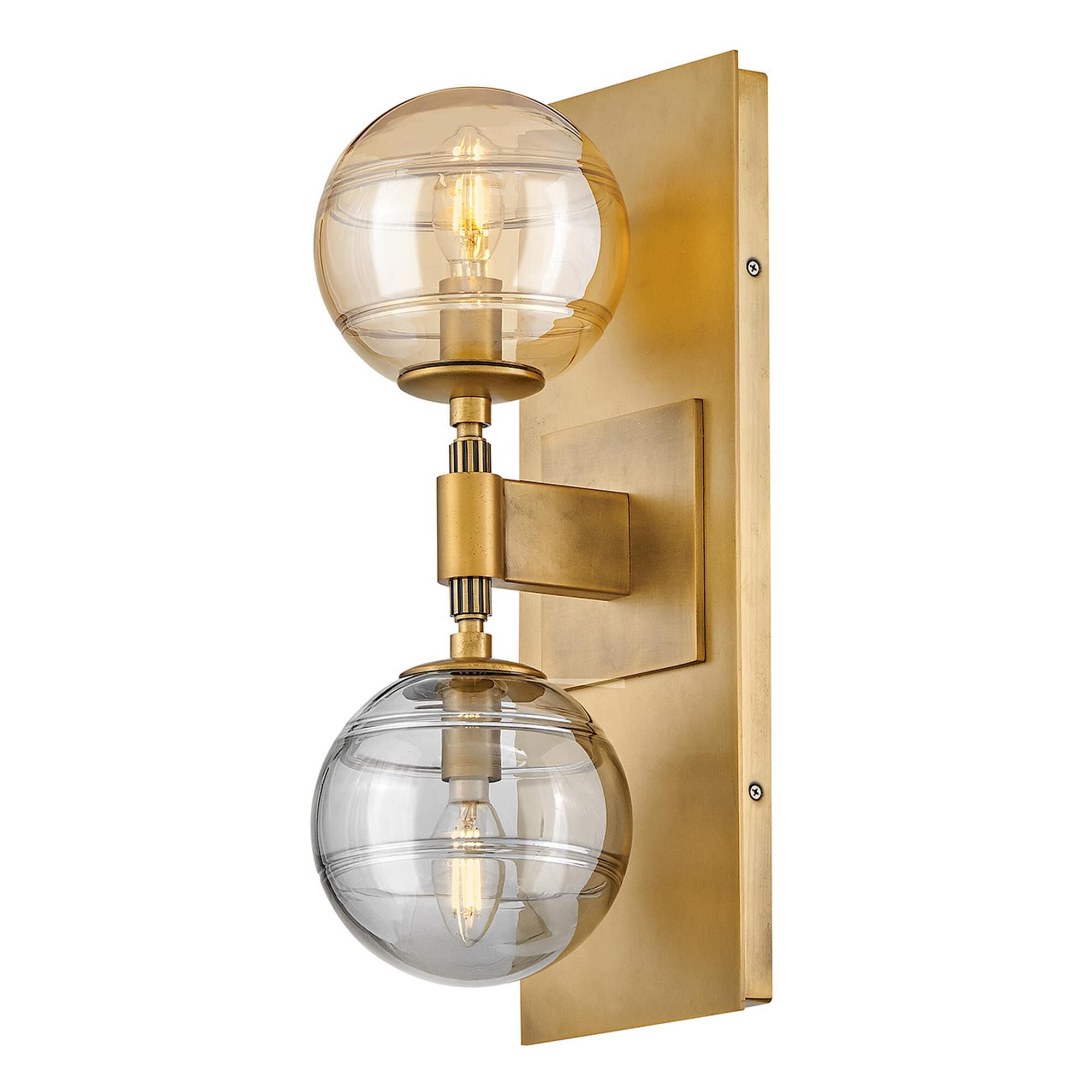 Shown in Heritage Brass finish and Multi-Colored Swirl glass