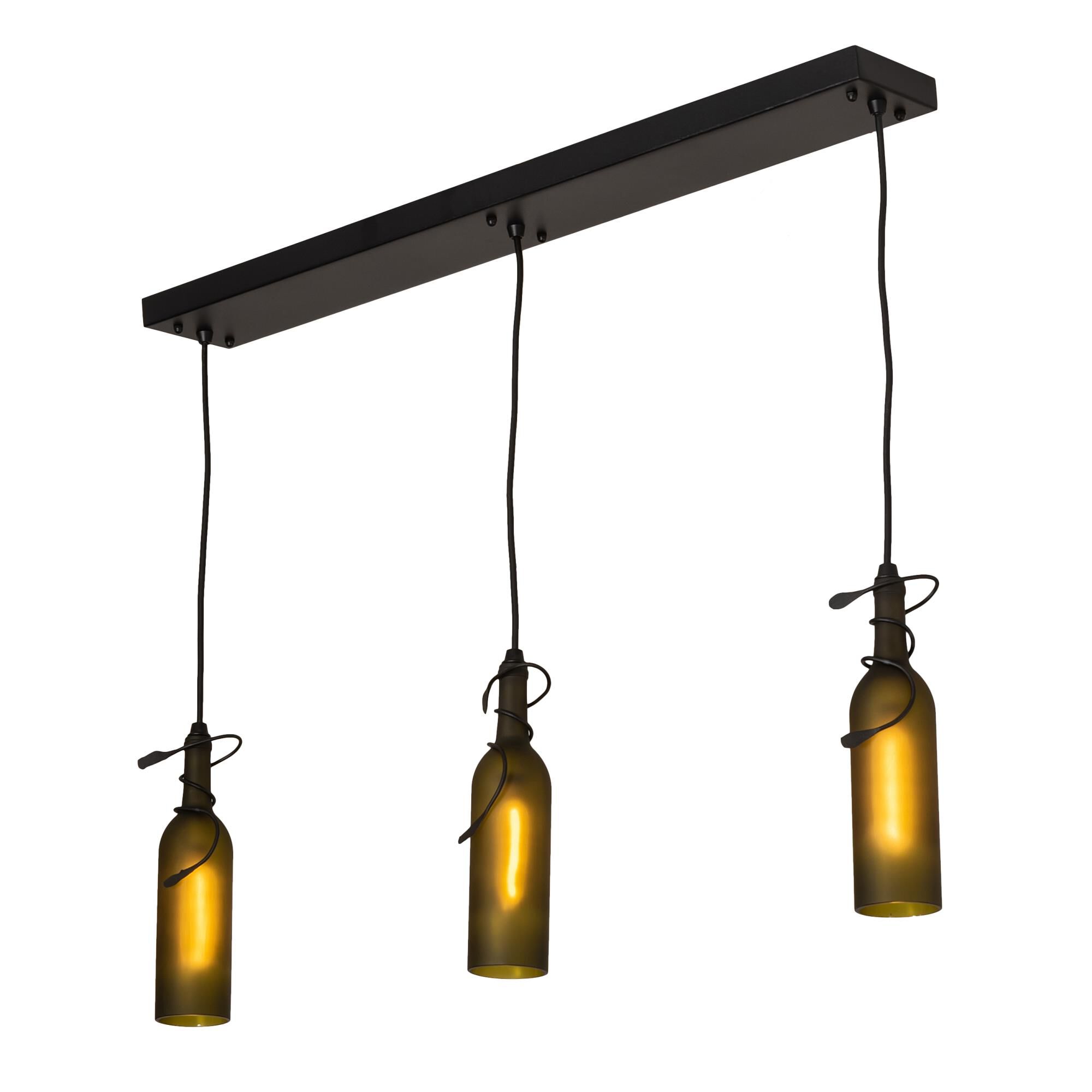 Tuscan Vineyard Frosted Green 34 Inch 3 Light Linear Suspension Light by Meyda Lighting