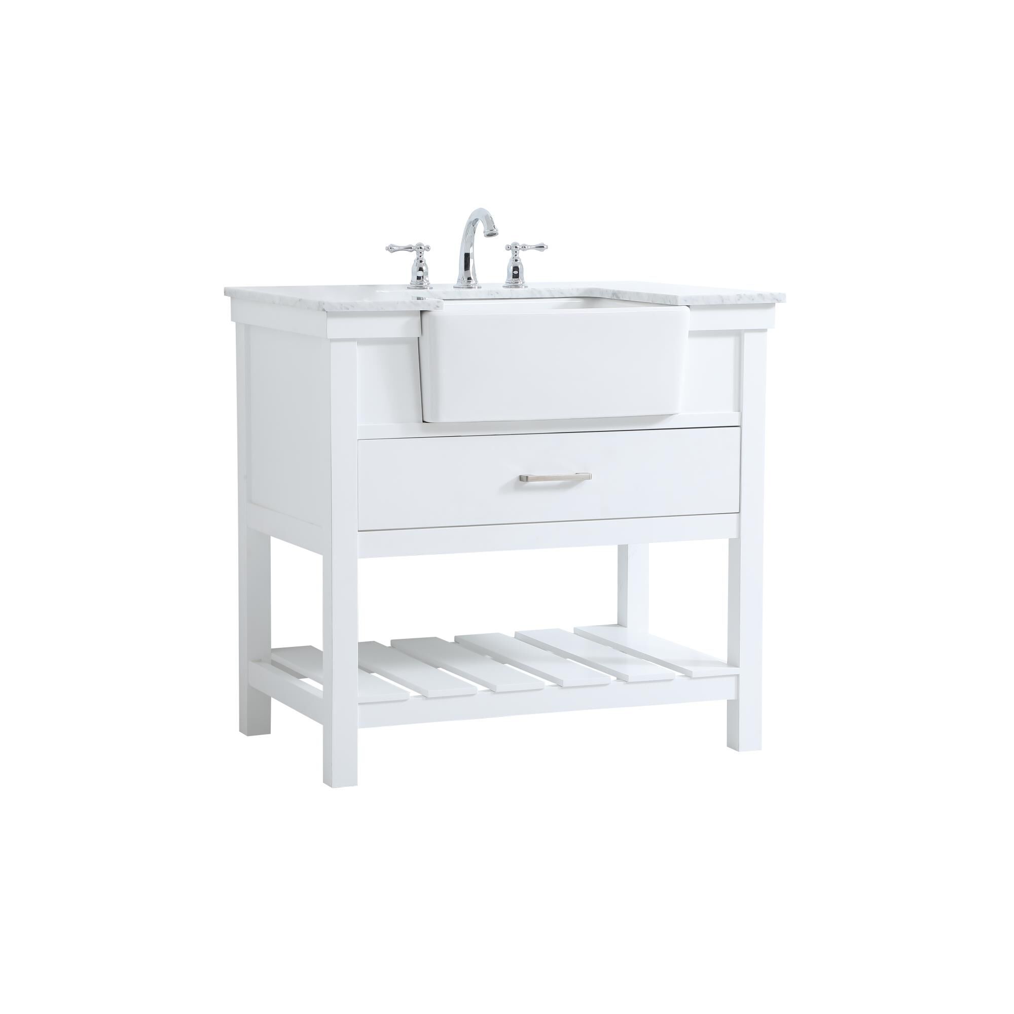 Shown in White finish and Without Backsplash accent