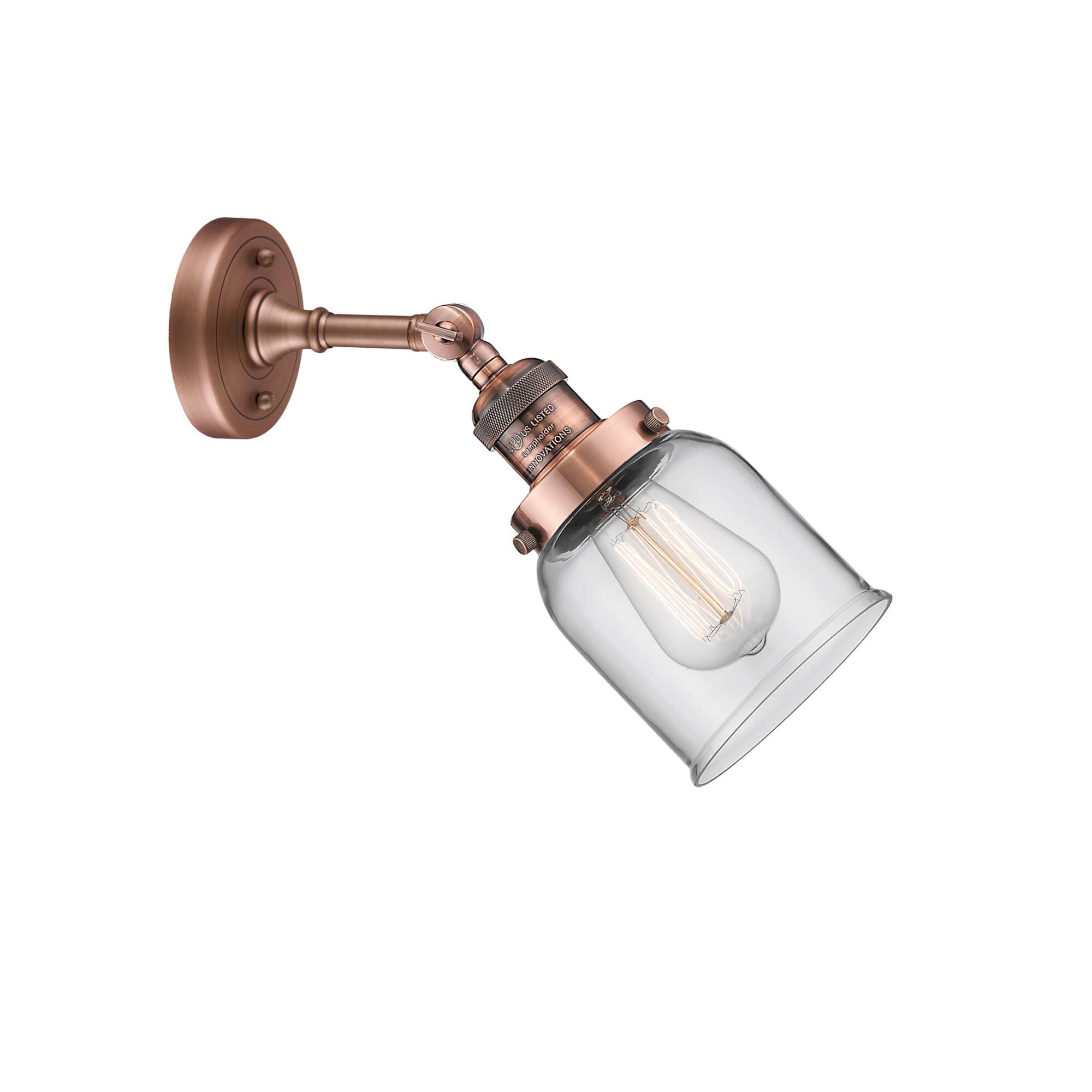 Shown in Antique Copper finish and Clear glass and None accent