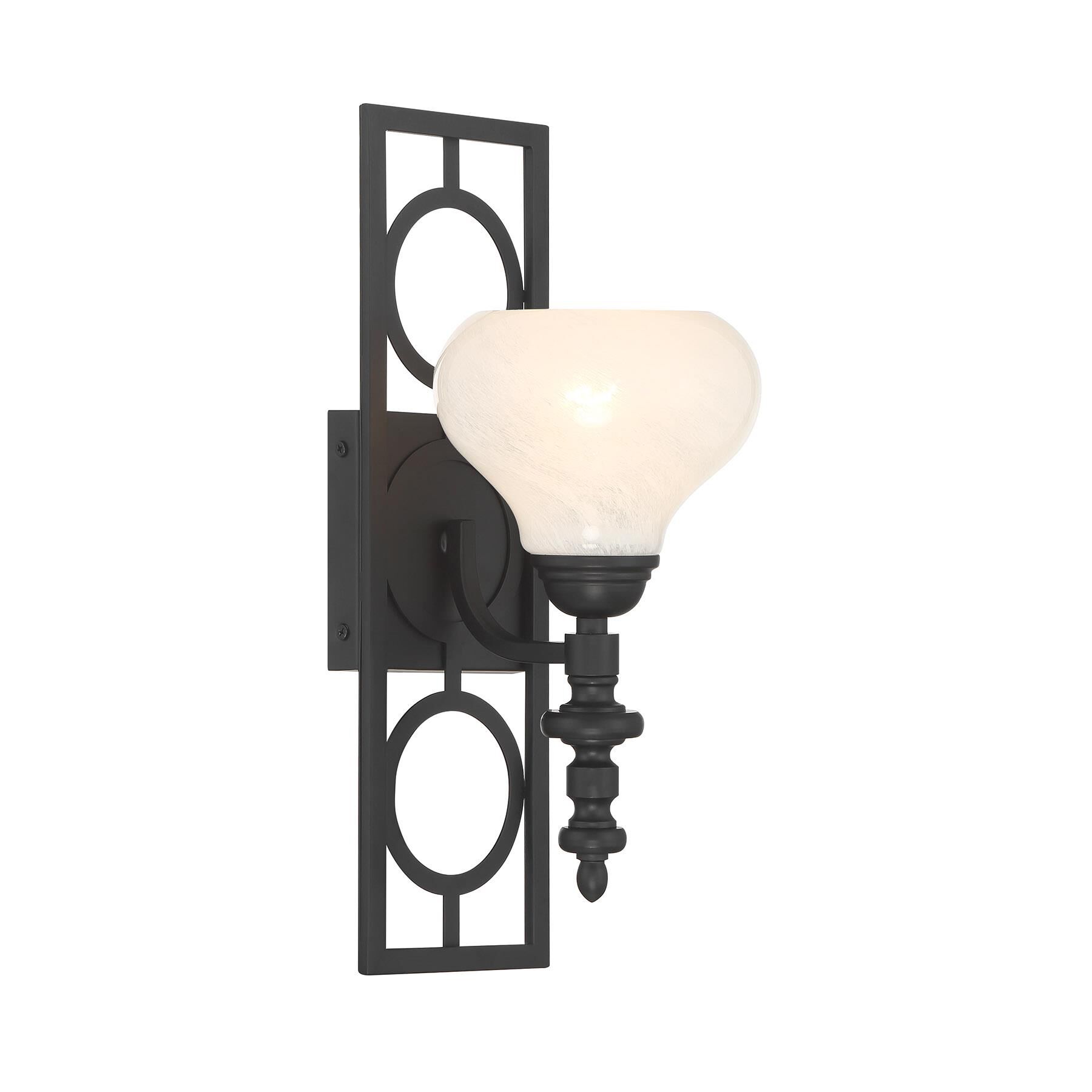 Shown in Matte Black finish and White Strie glass