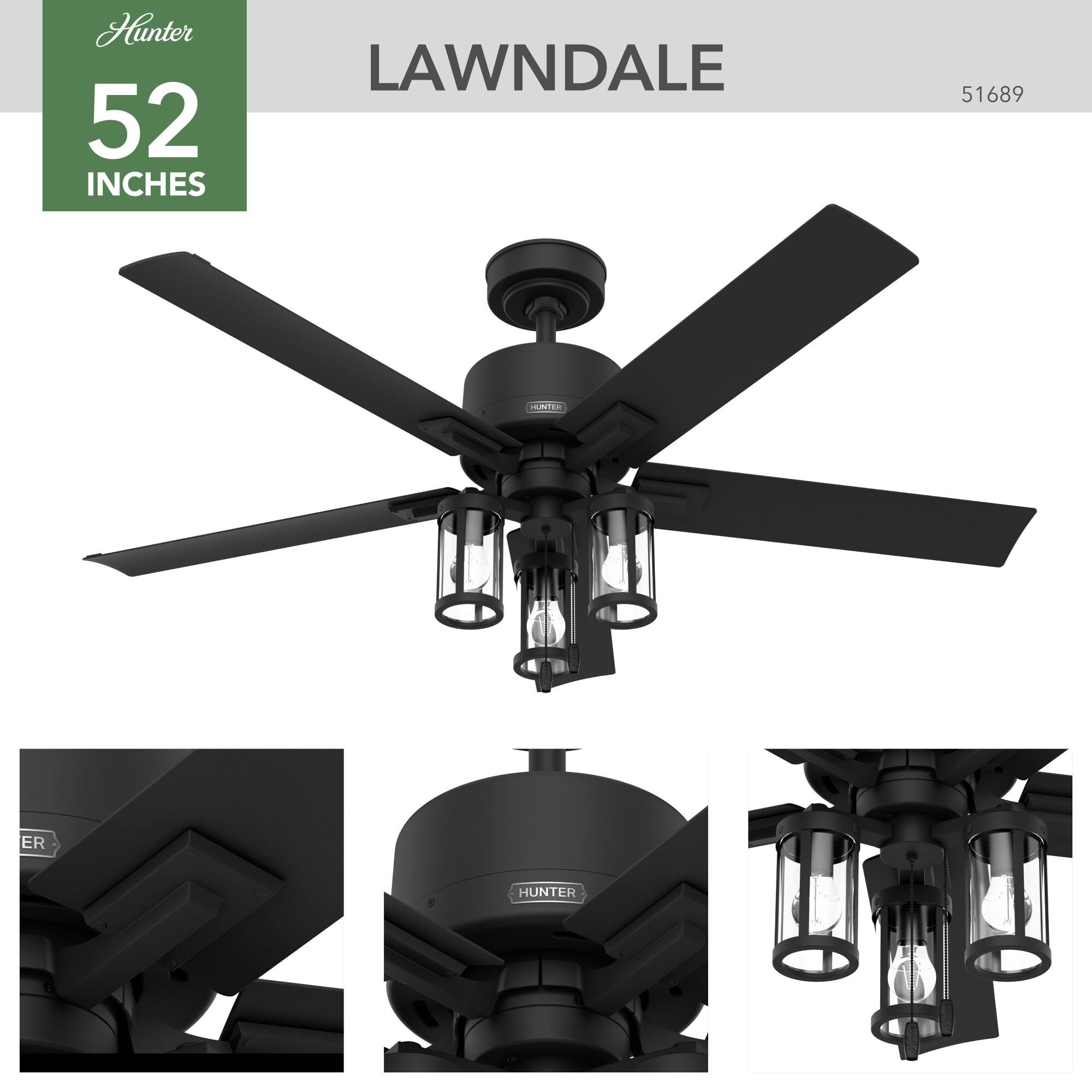 Lawndale 52 Inch Ceiling Fan with Light Kit by Hunter Fan