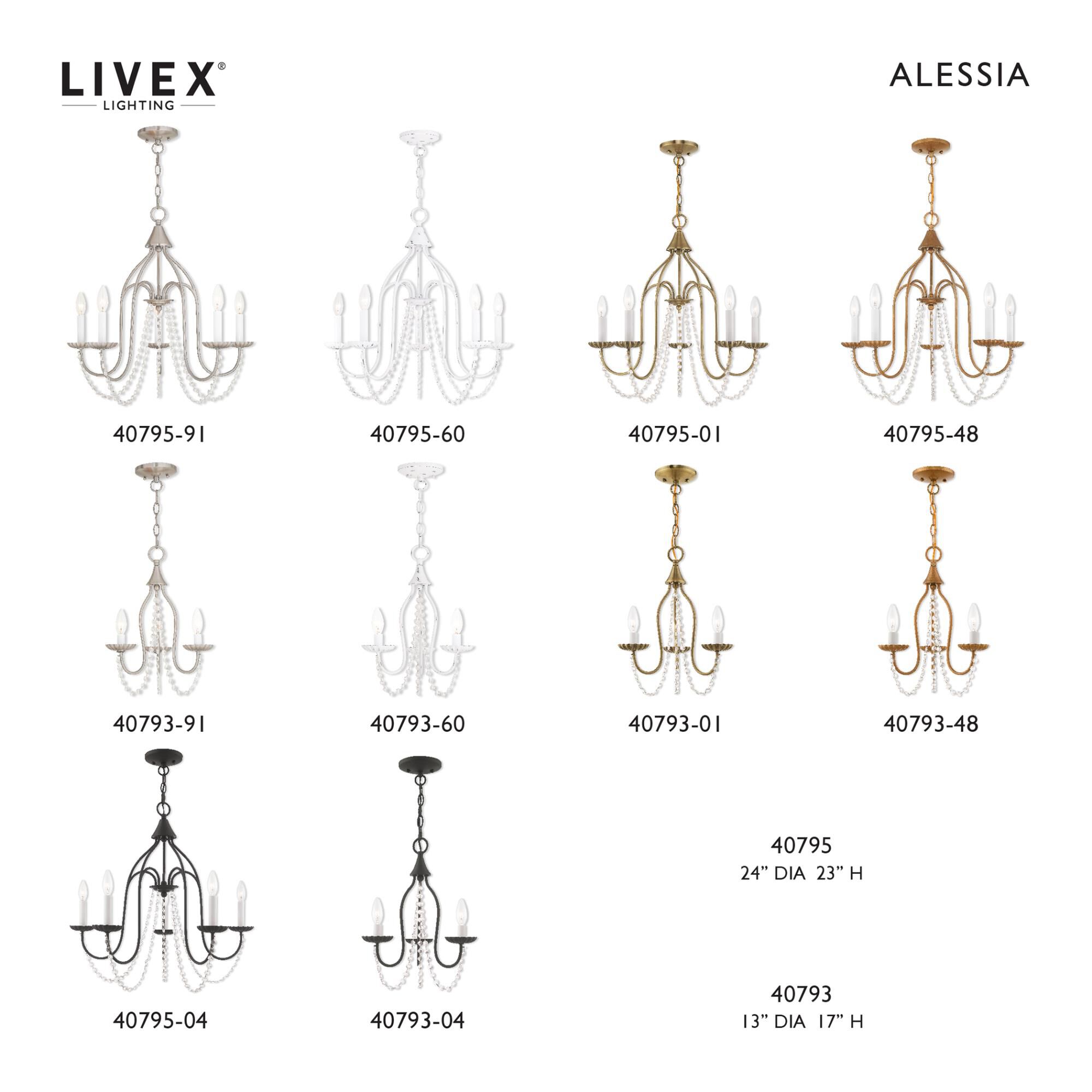 Alessia 13 Inch 3 Light Mini Chandelier by Livex Lighting