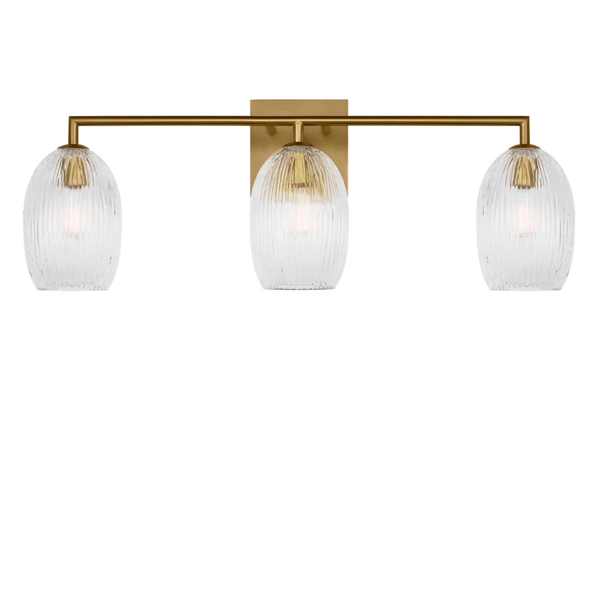 Shown in Burnished Brass finish and Striped Clear glass