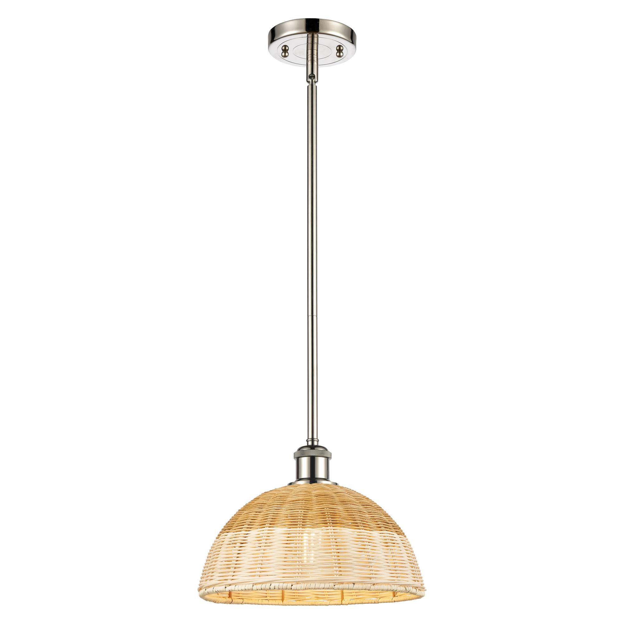 Shown in Brushed Satin Nickel finish and Natural shade