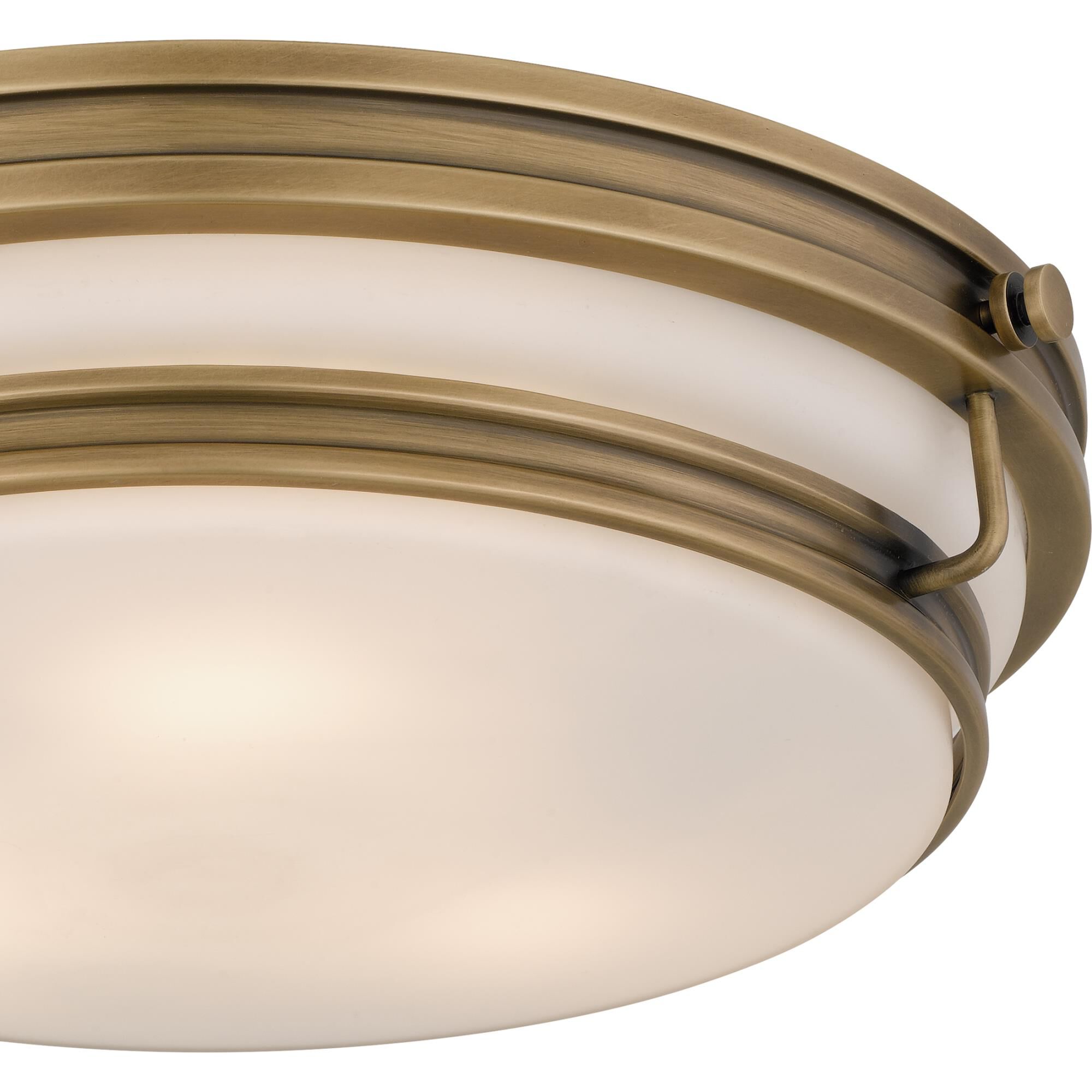 Shown in Weathered Brass finish and Opal Etched Glass shade