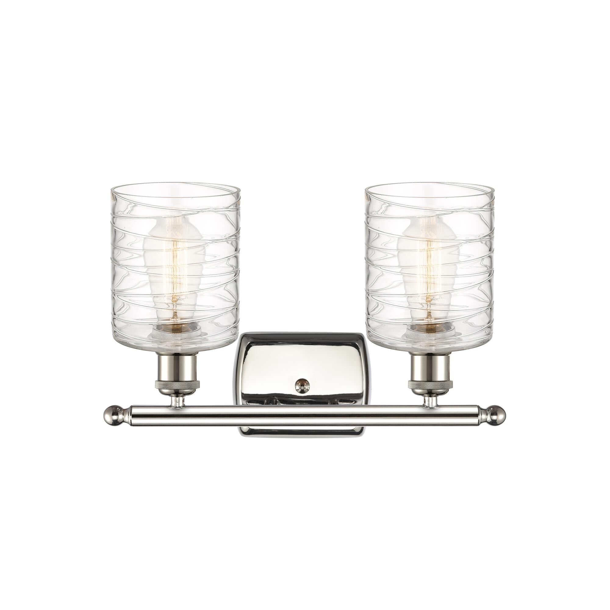 Shown in Polished Nickel finish and Deco Swirl glass