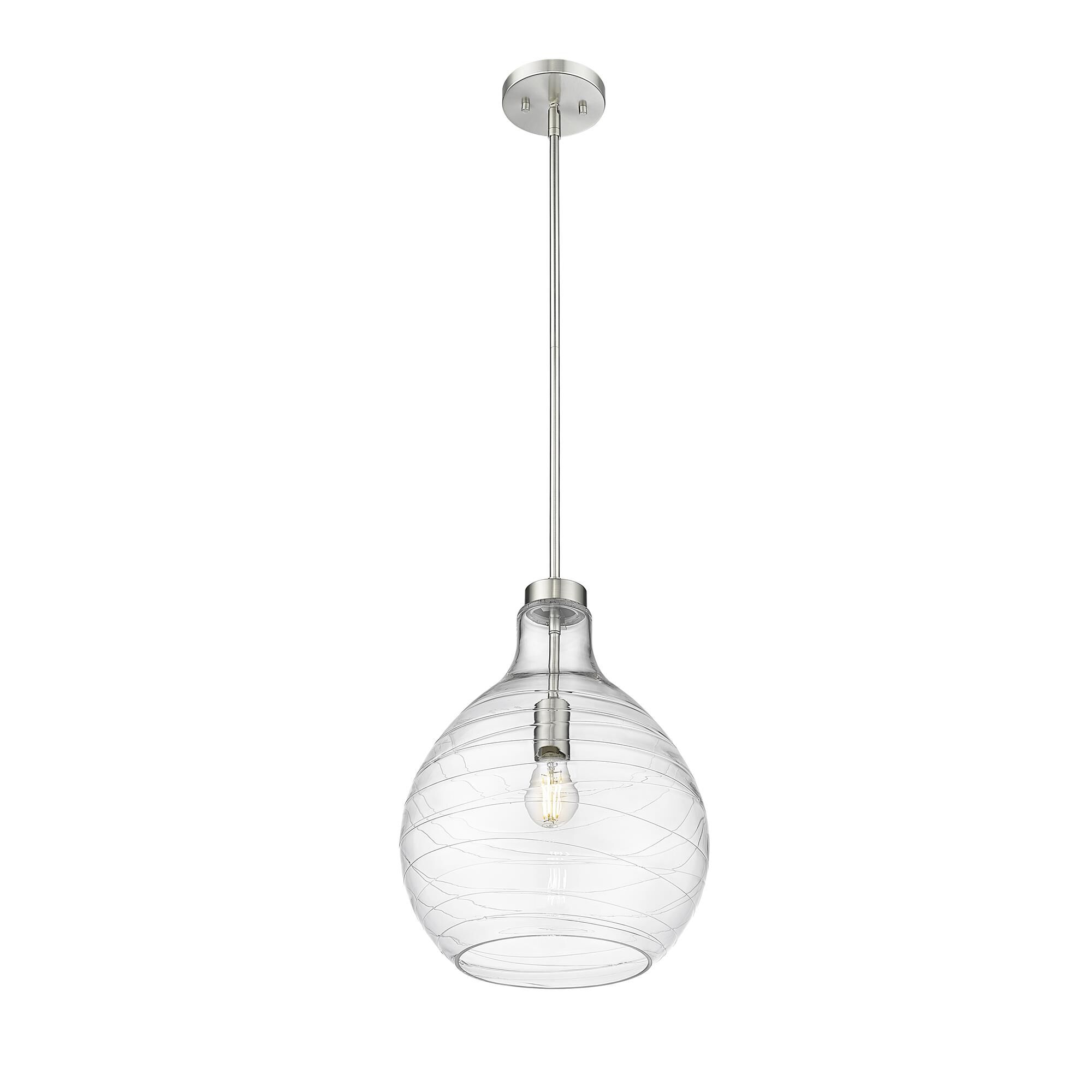 Shown in Brushed Nickel finish and Clear glass and Clear shade
