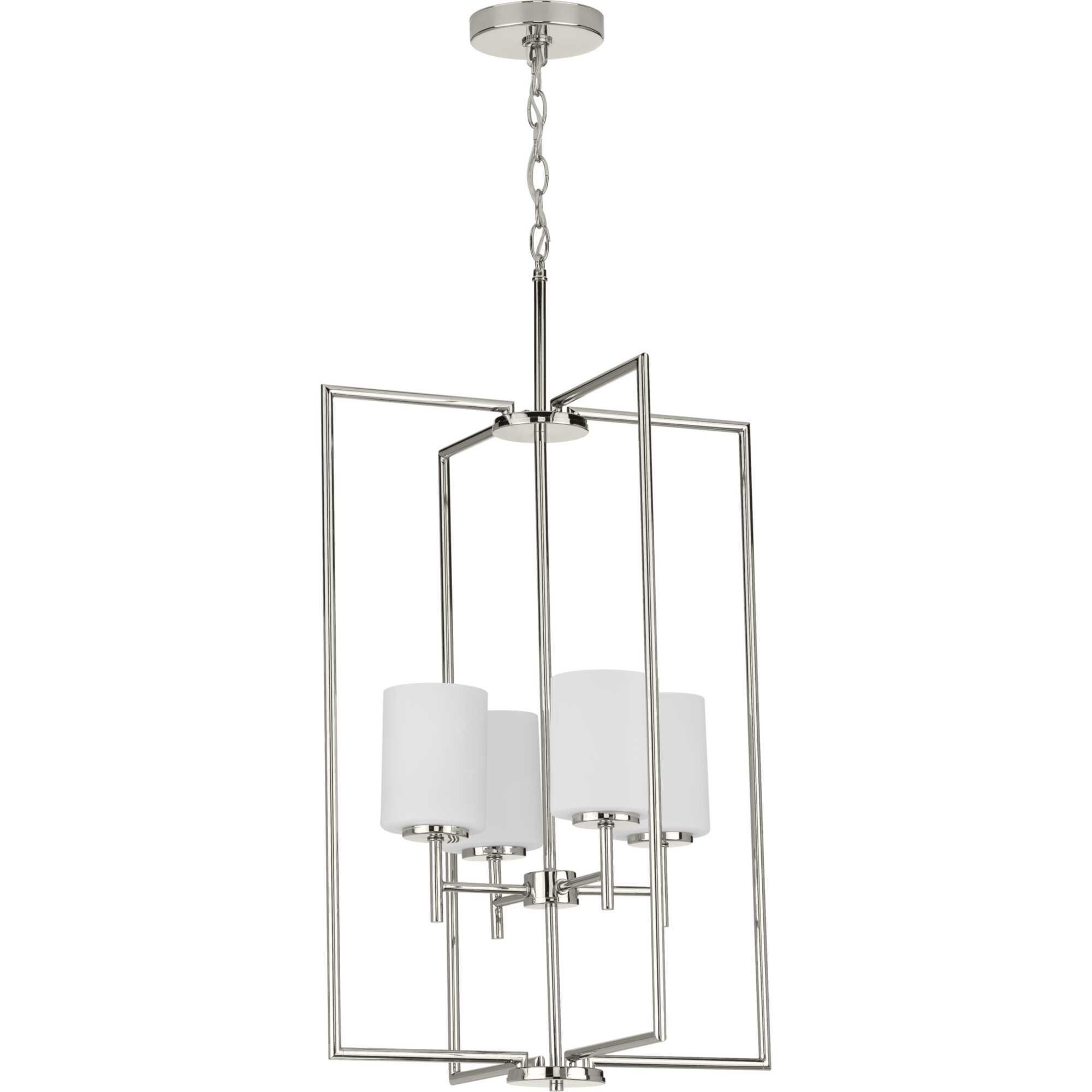 Shown in Polished Nickel finish and Etched White glass