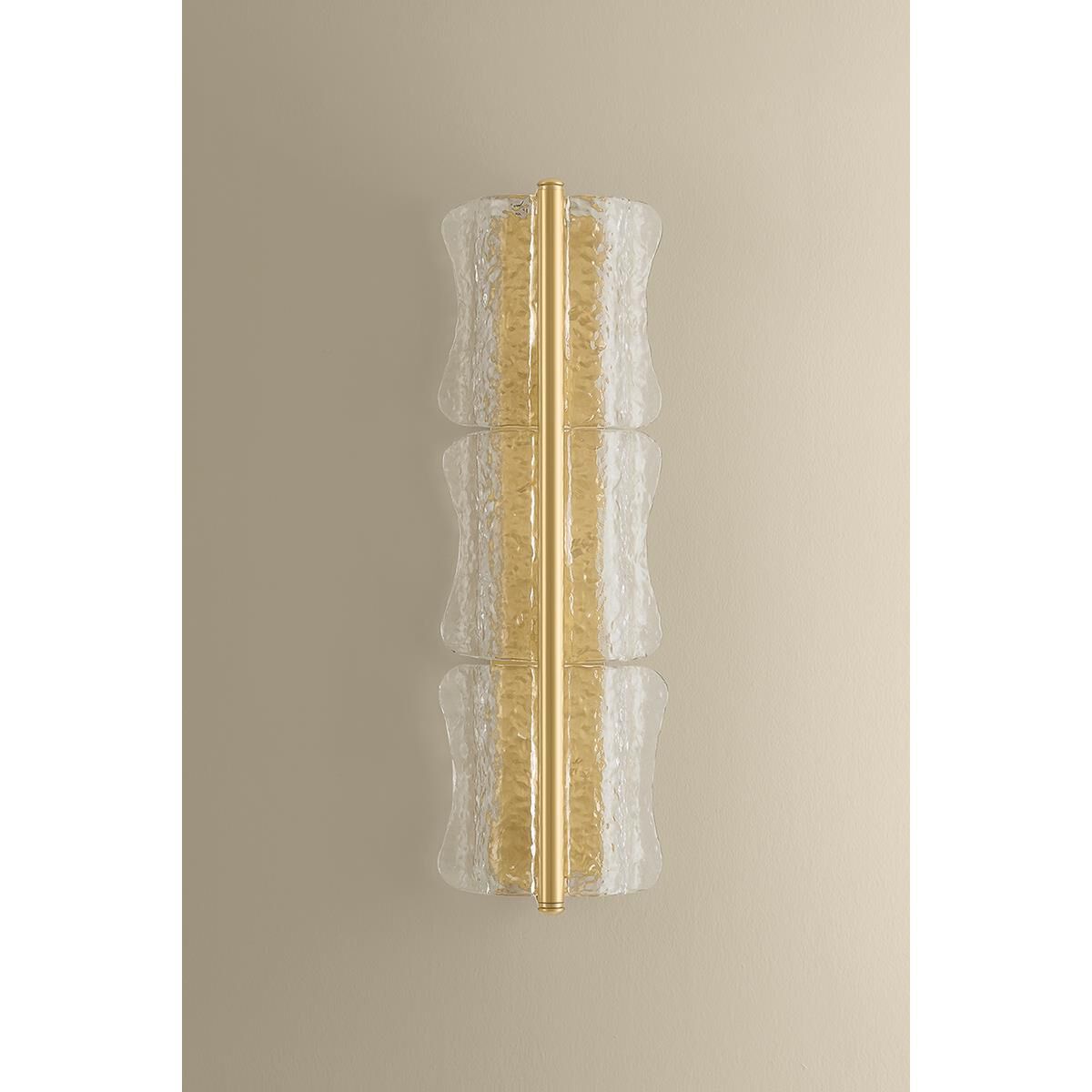 Shown in Aged Brass finish and Clear Optic glass