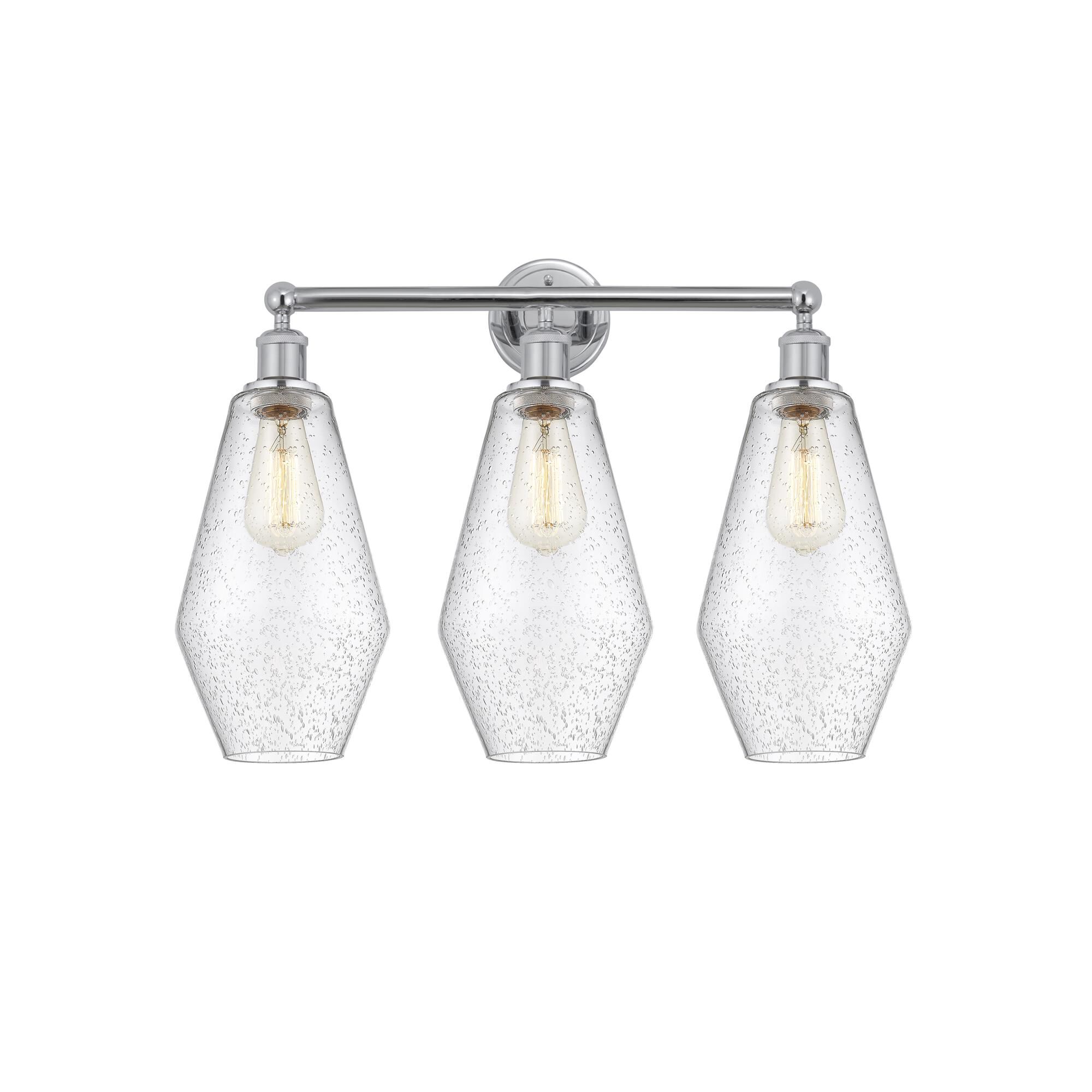 Shown in Polished Chrome finish and Seedy glass