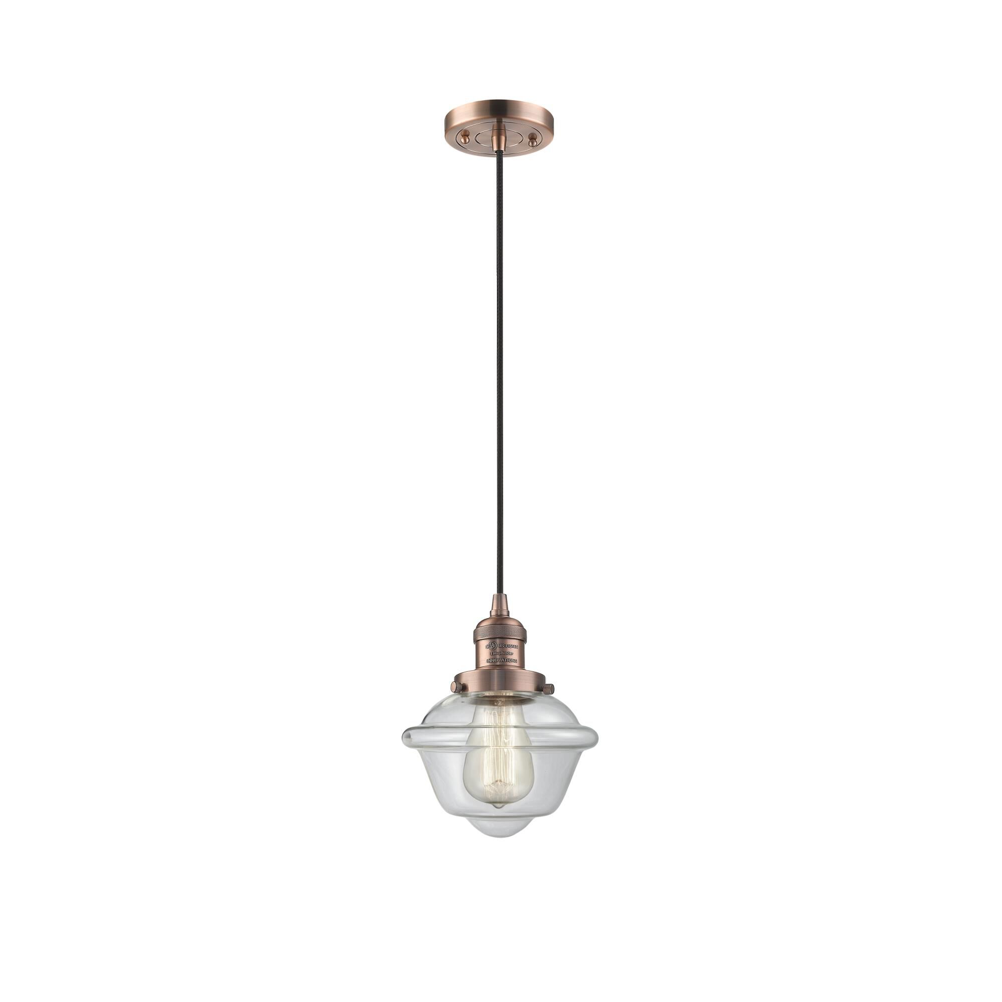 Shown in Antique Copper finish and Clear glass