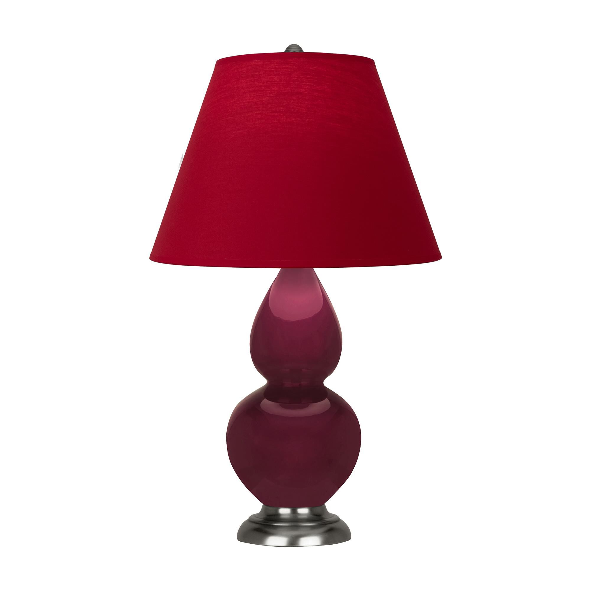 Shown in Sugar Plum finish and Rose Red with Ink Black Lining shade and Antique Silver accent
