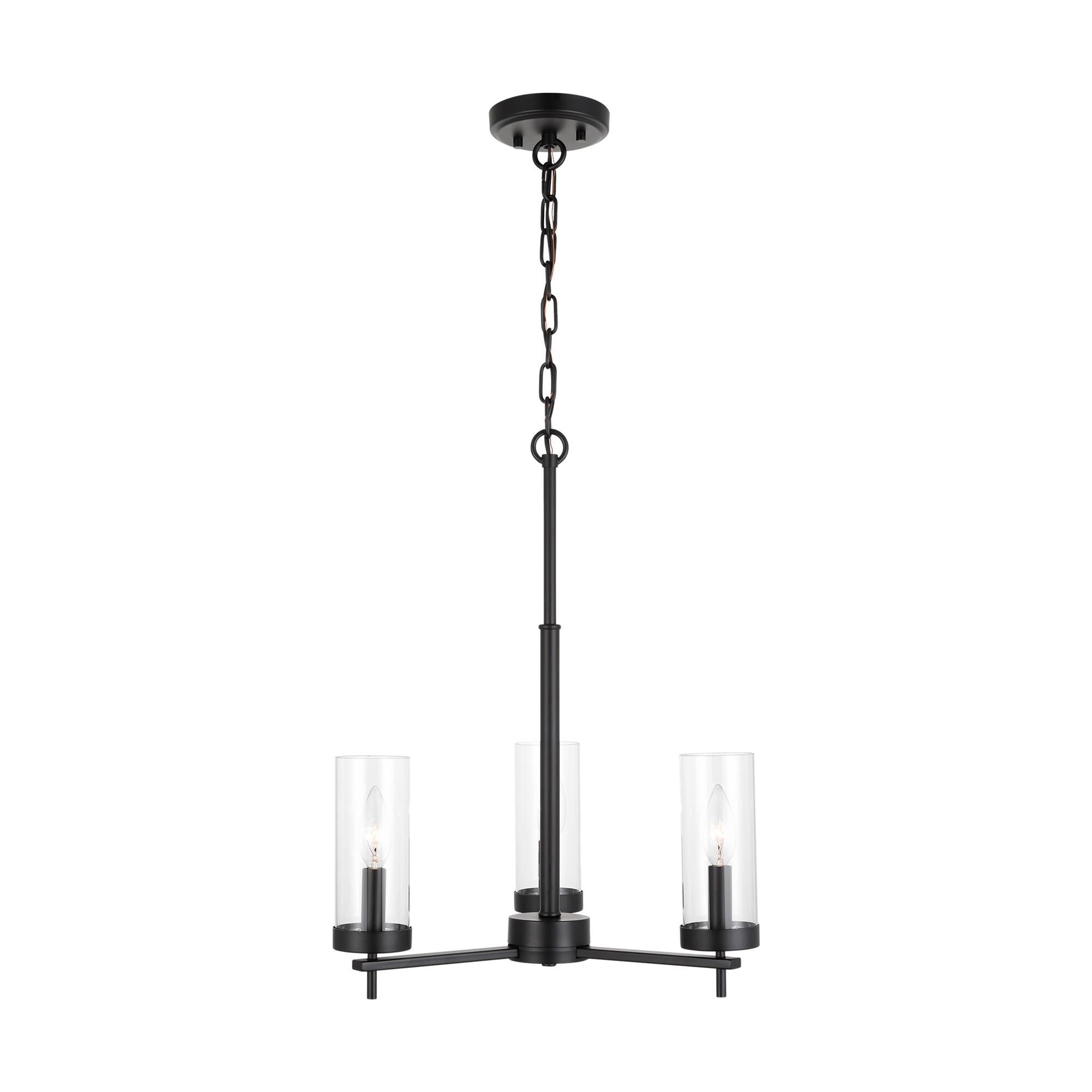 Shown in Midnight Black finish and Clear Glass s shade