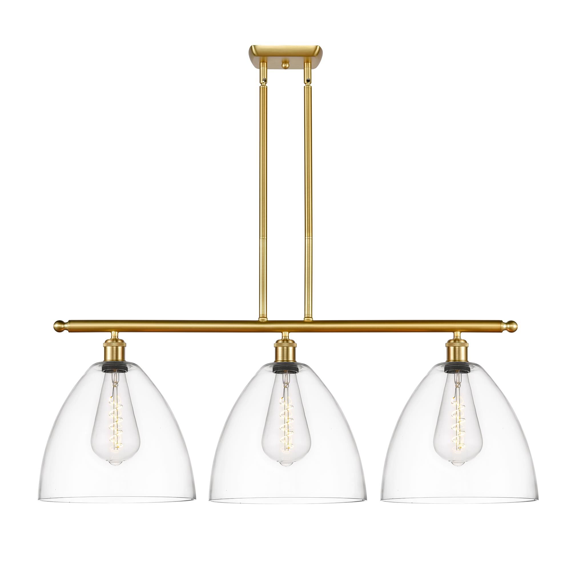 Shown in Satin Gold finish and Matte White Ballston Dome glass