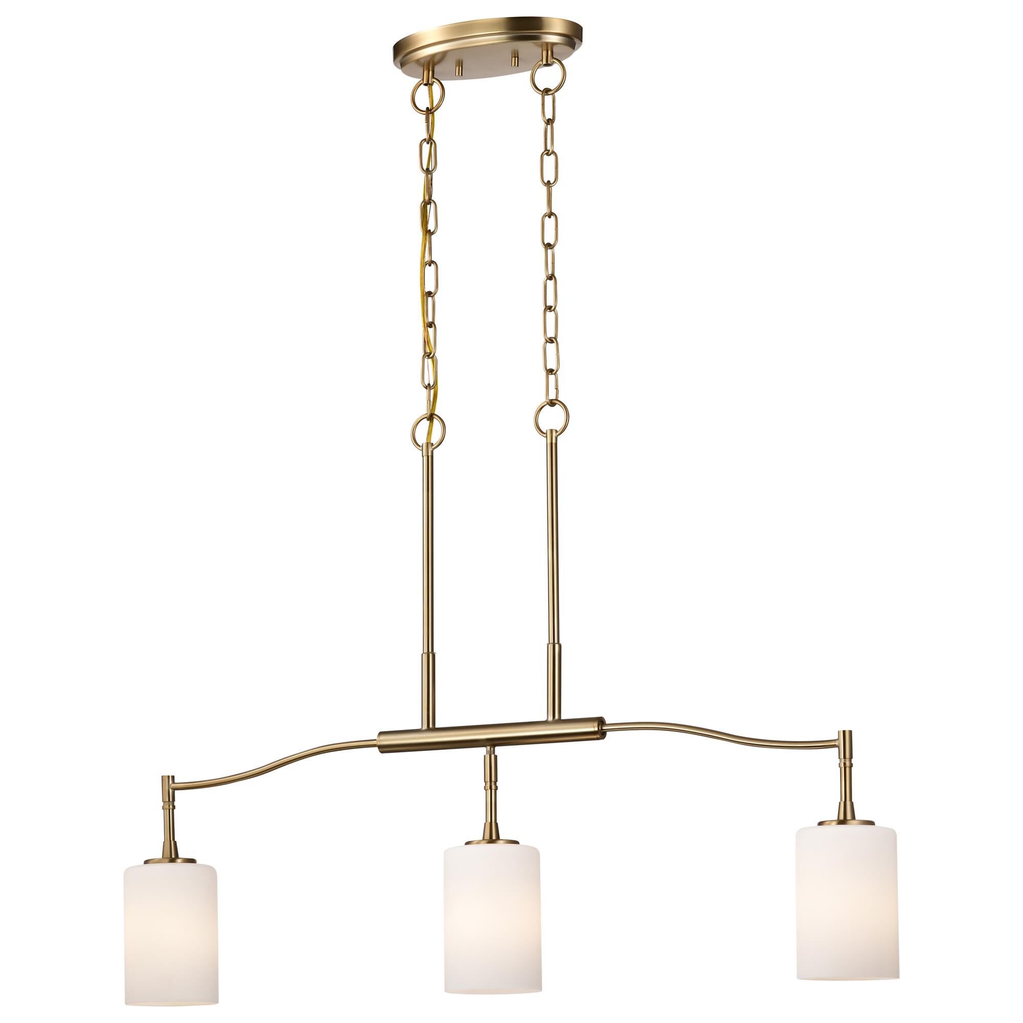 Shown in Burnished Brass finish and White Opal glass