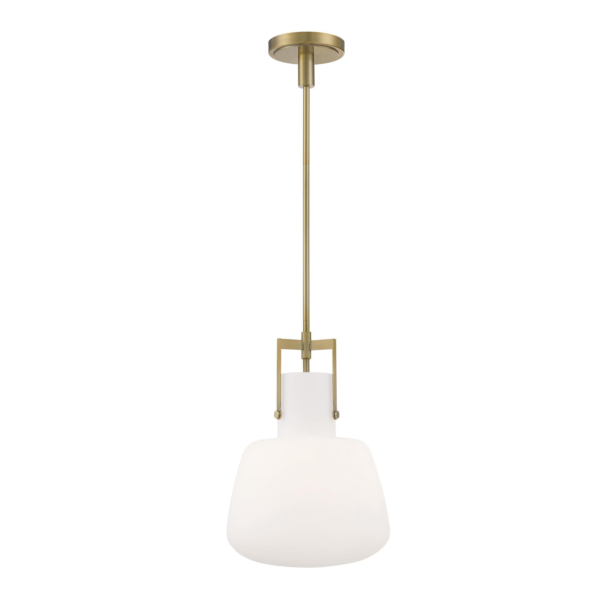 Shown in Antique Brass finish and Shiny Opal glass