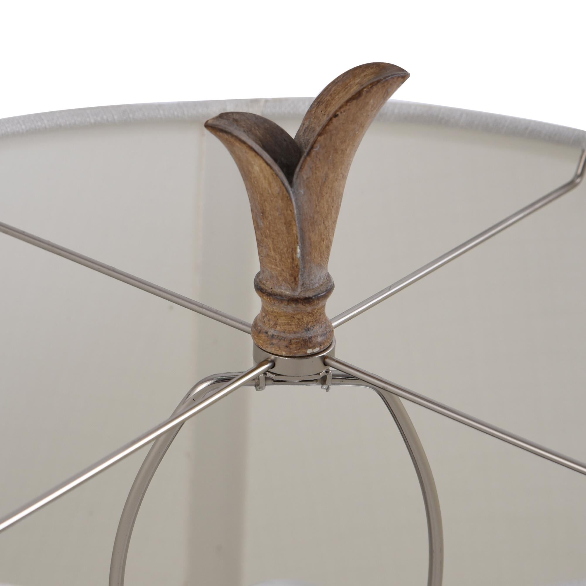 Shown in Natural Wood finish and White Hardback Fabric shade