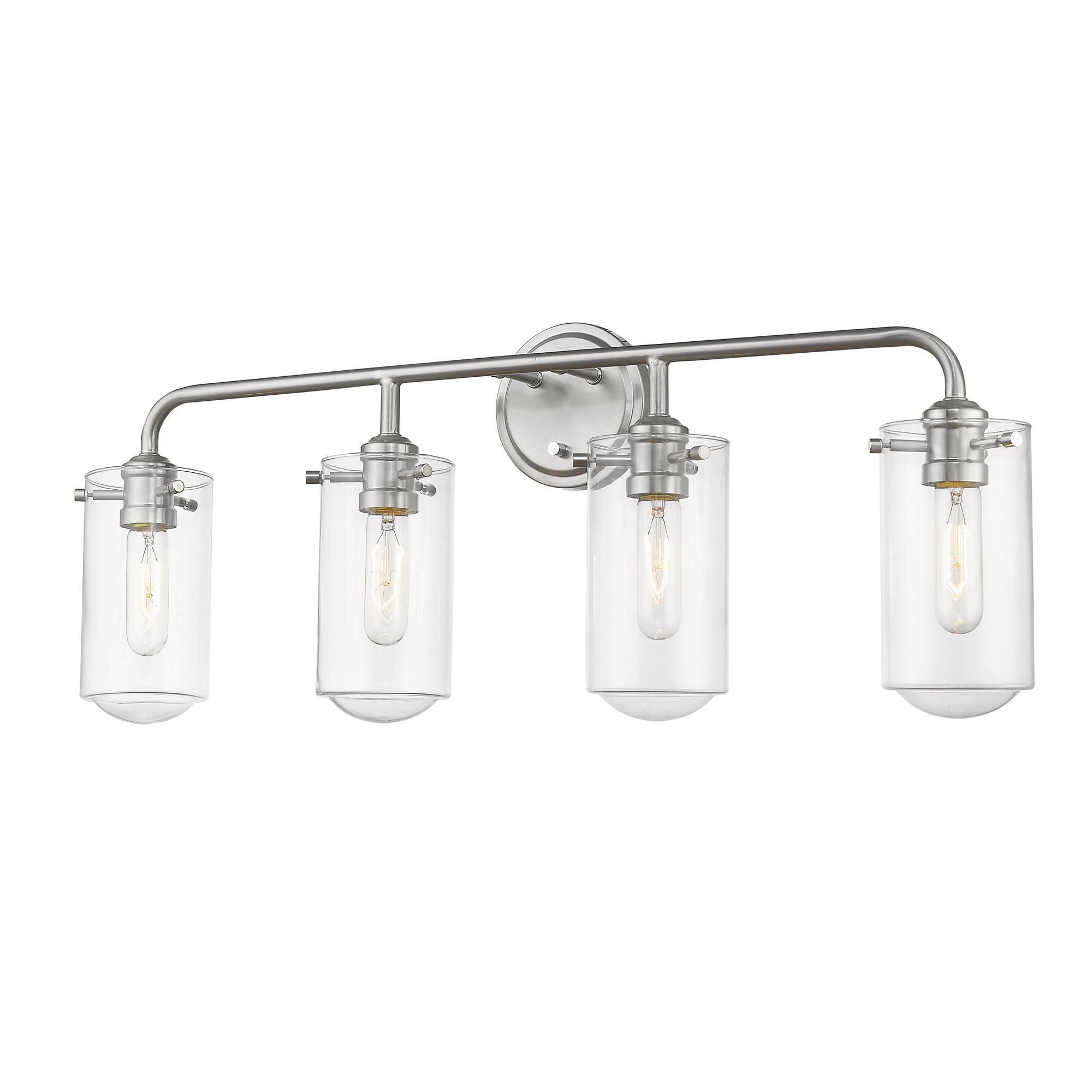 Shown in Brushed Nickel finish and Glass shade