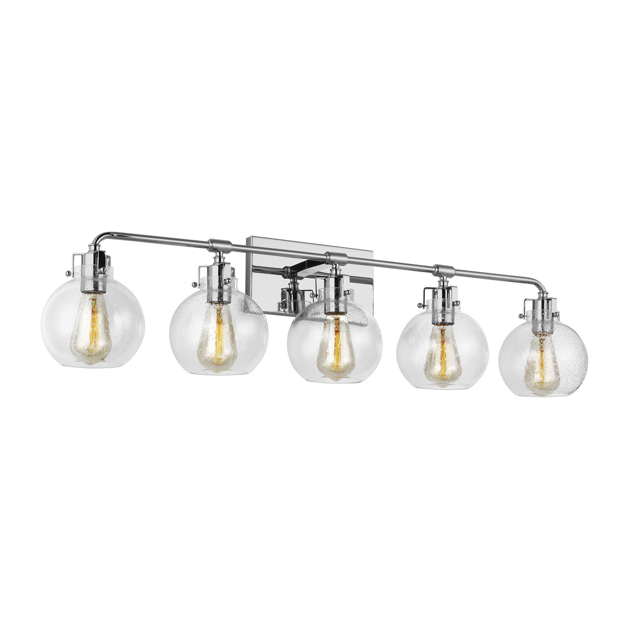 Shown in Chrome finish and Clear Seeded glass