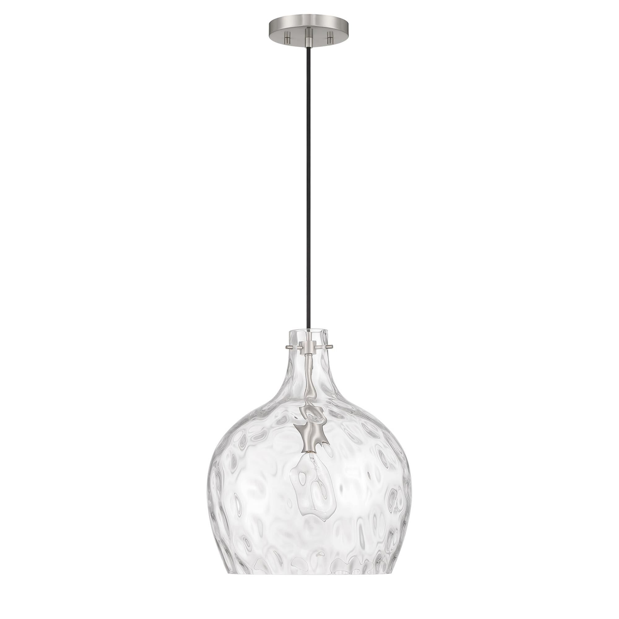 Shown in Brushed Nickel finish and Hammered glass
