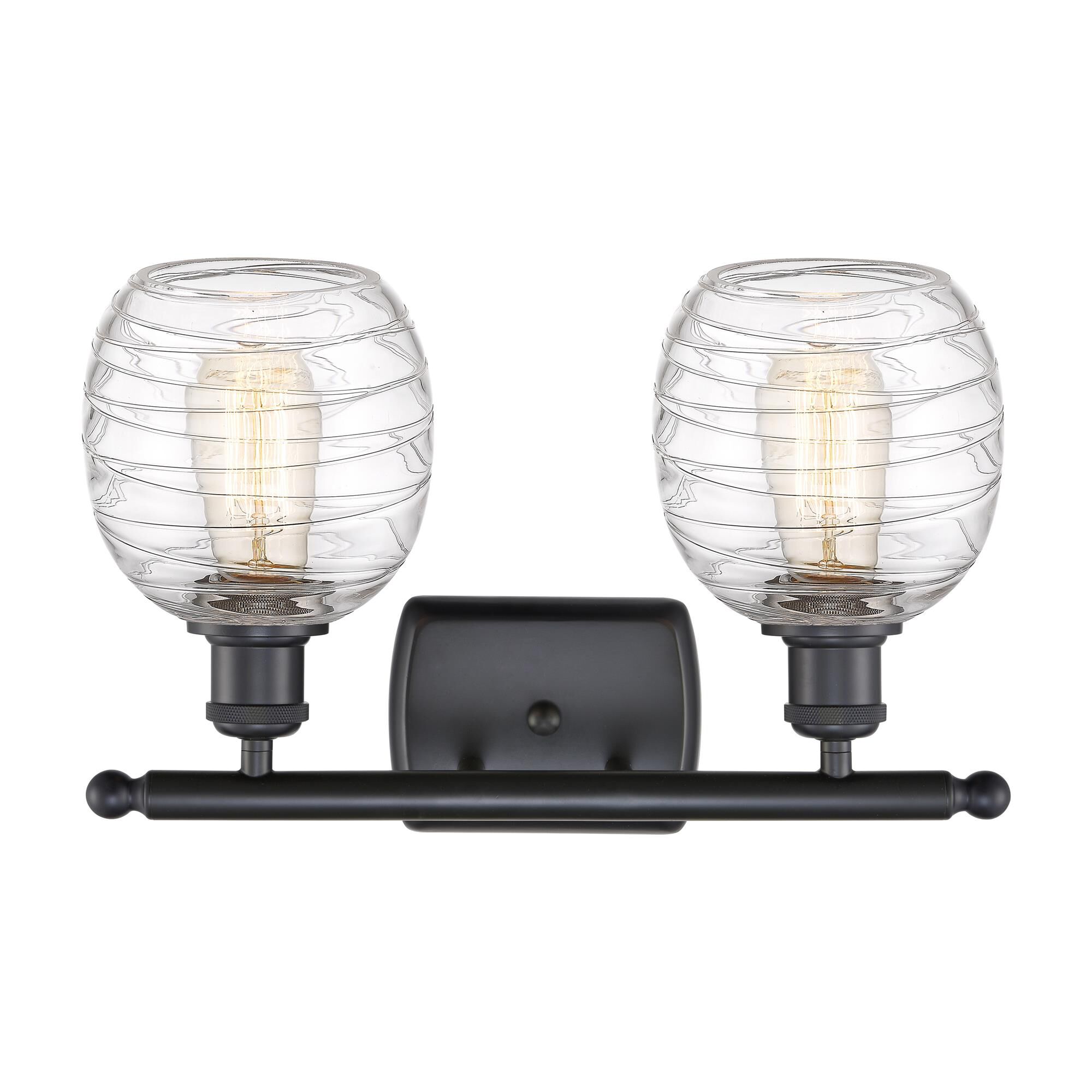 Shown in Matte Black finish and Deco Swirl glass