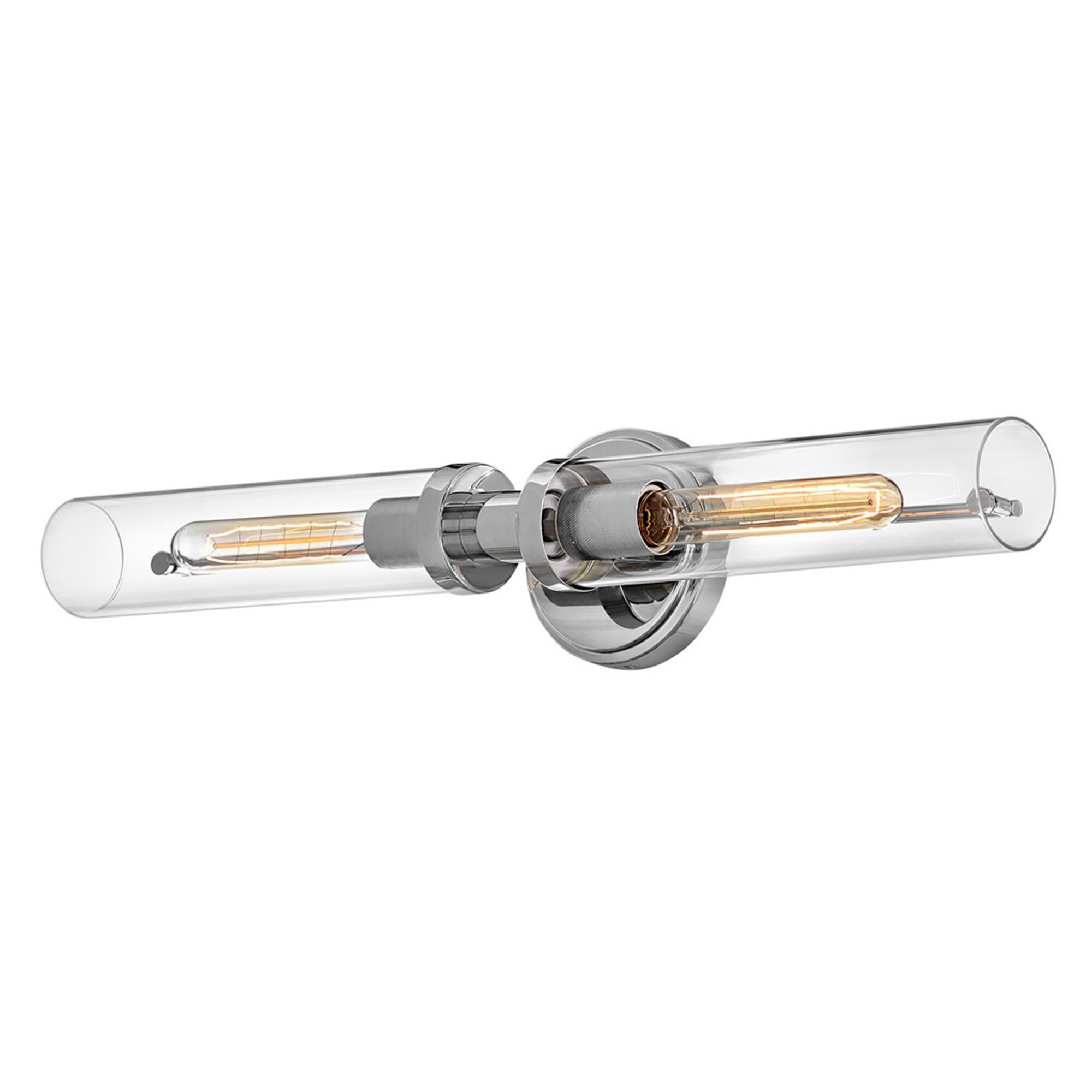 Shown in Chrome finish and Clear glass and Chrome accent