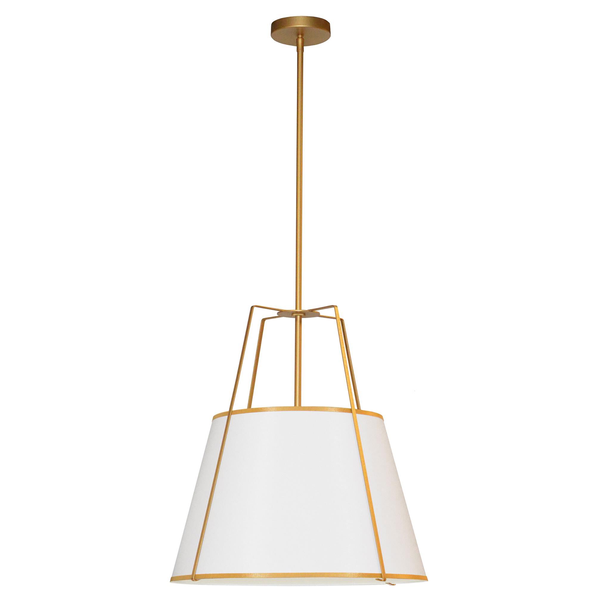 Shown in Gold finish and White Fabric shade