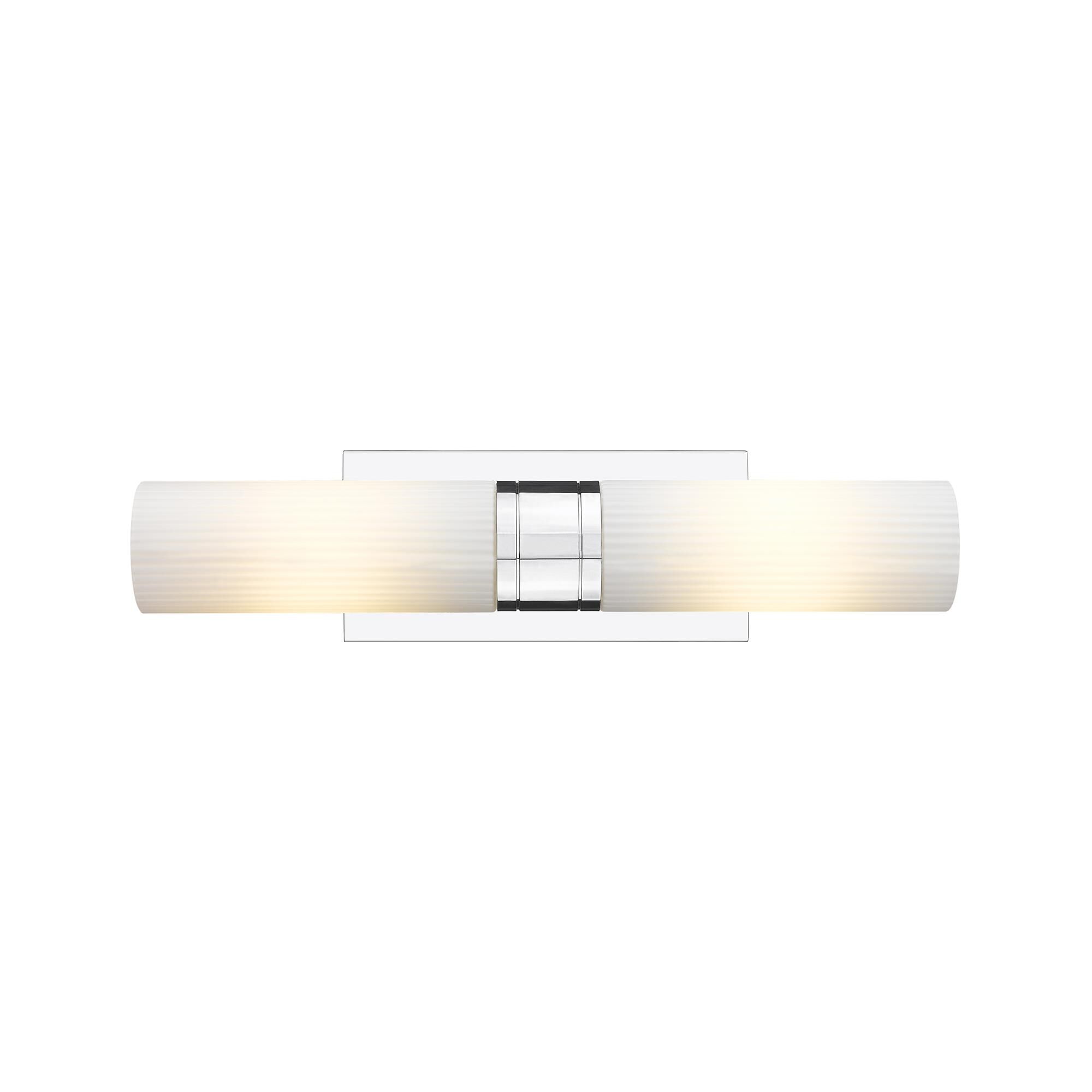 Shown in Polished Chrome finish and Striped White glass