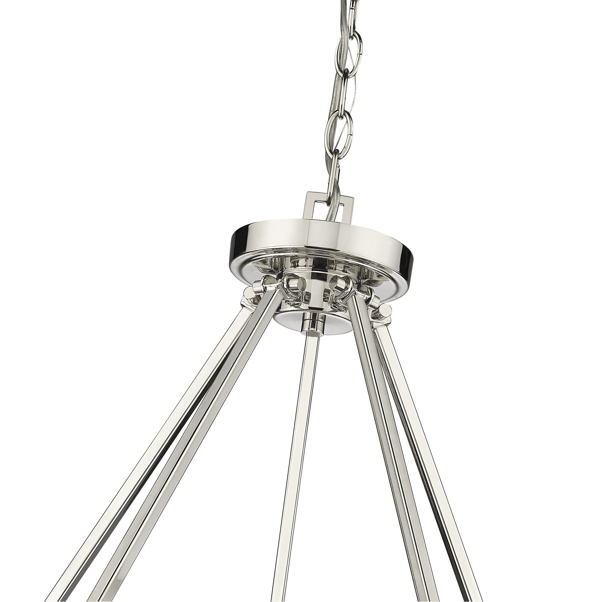 Shown in Polished Nickel finish and Glass shade