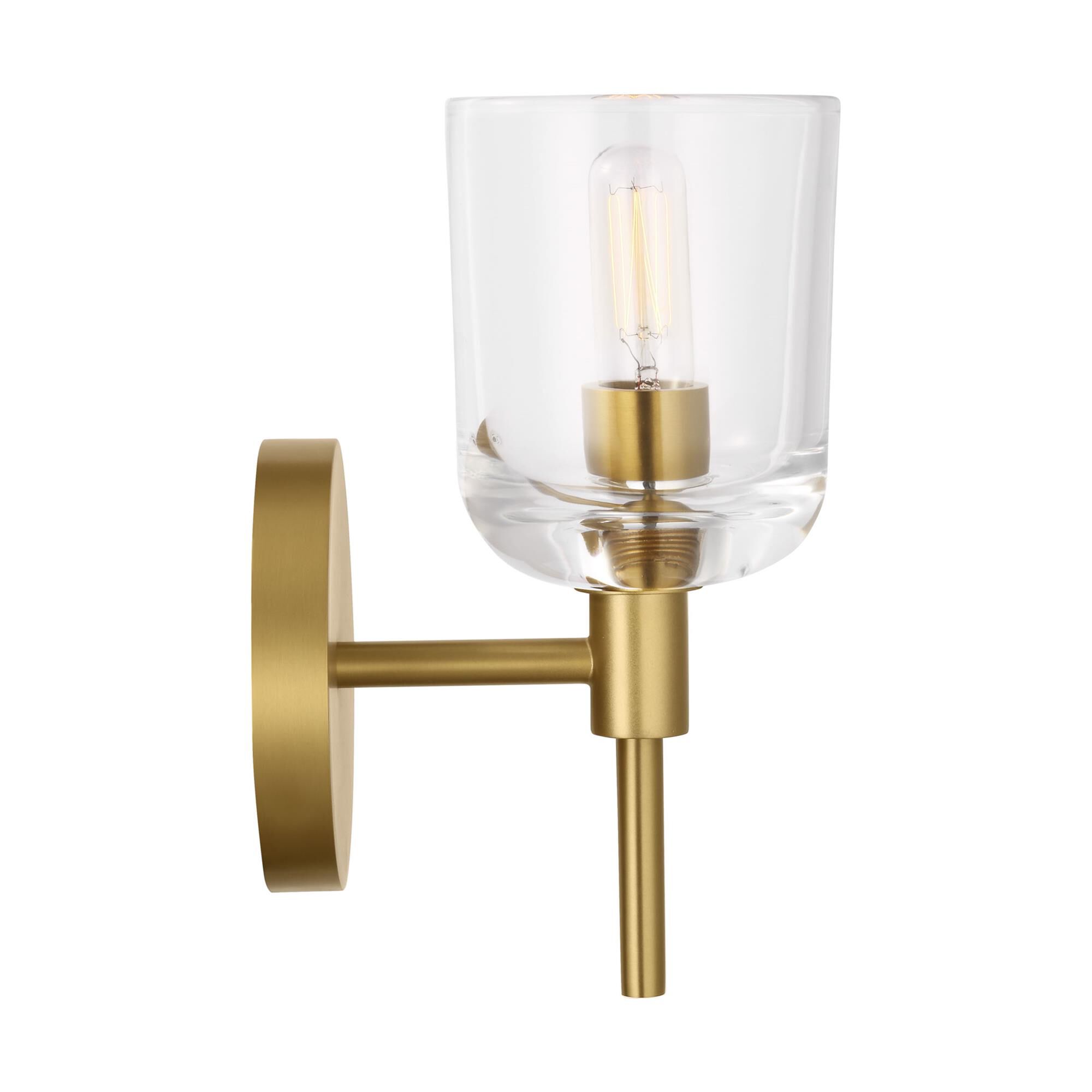 Shown in Burnished Brass finish and Clear glass