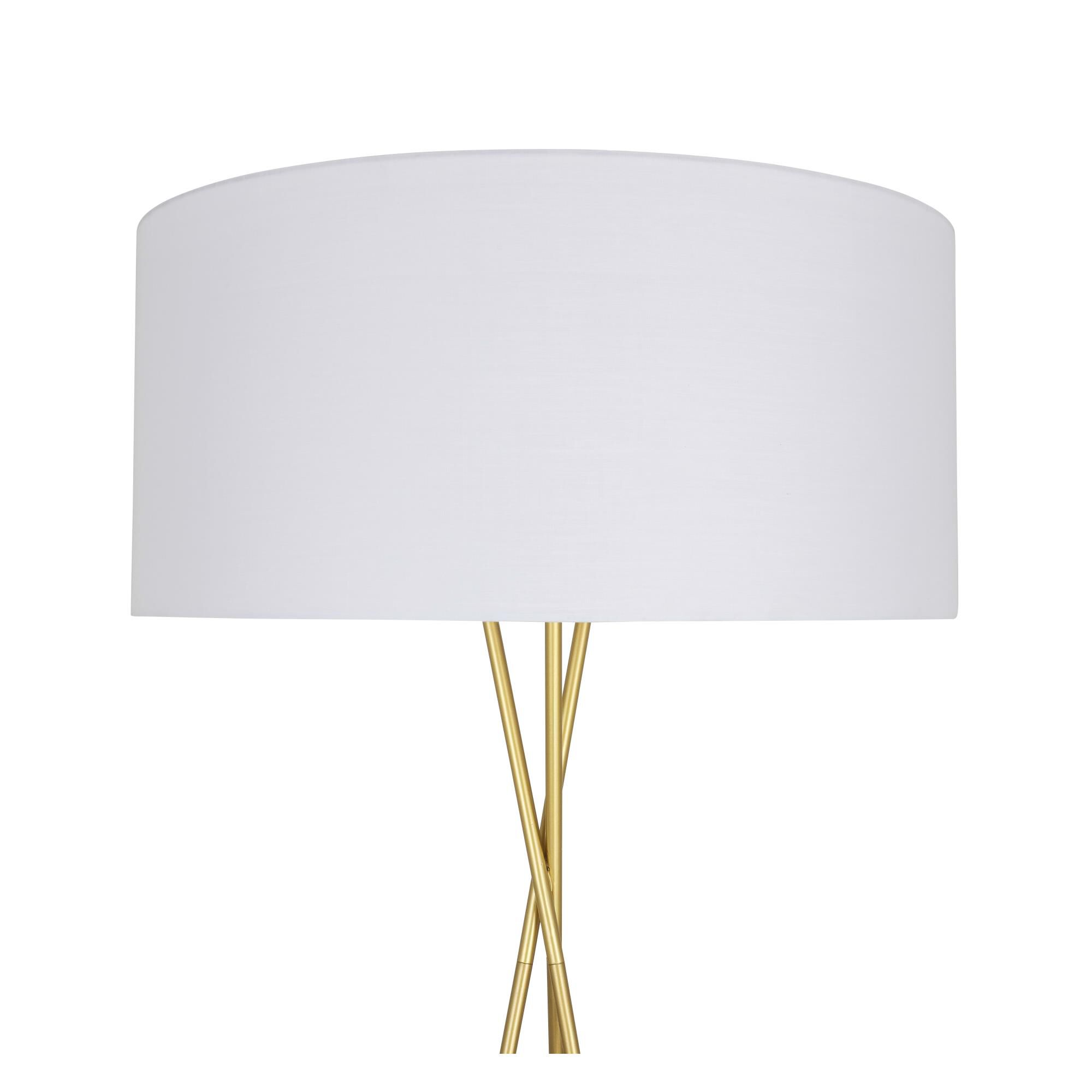 Shown in Brass finish and White Fabric shade
