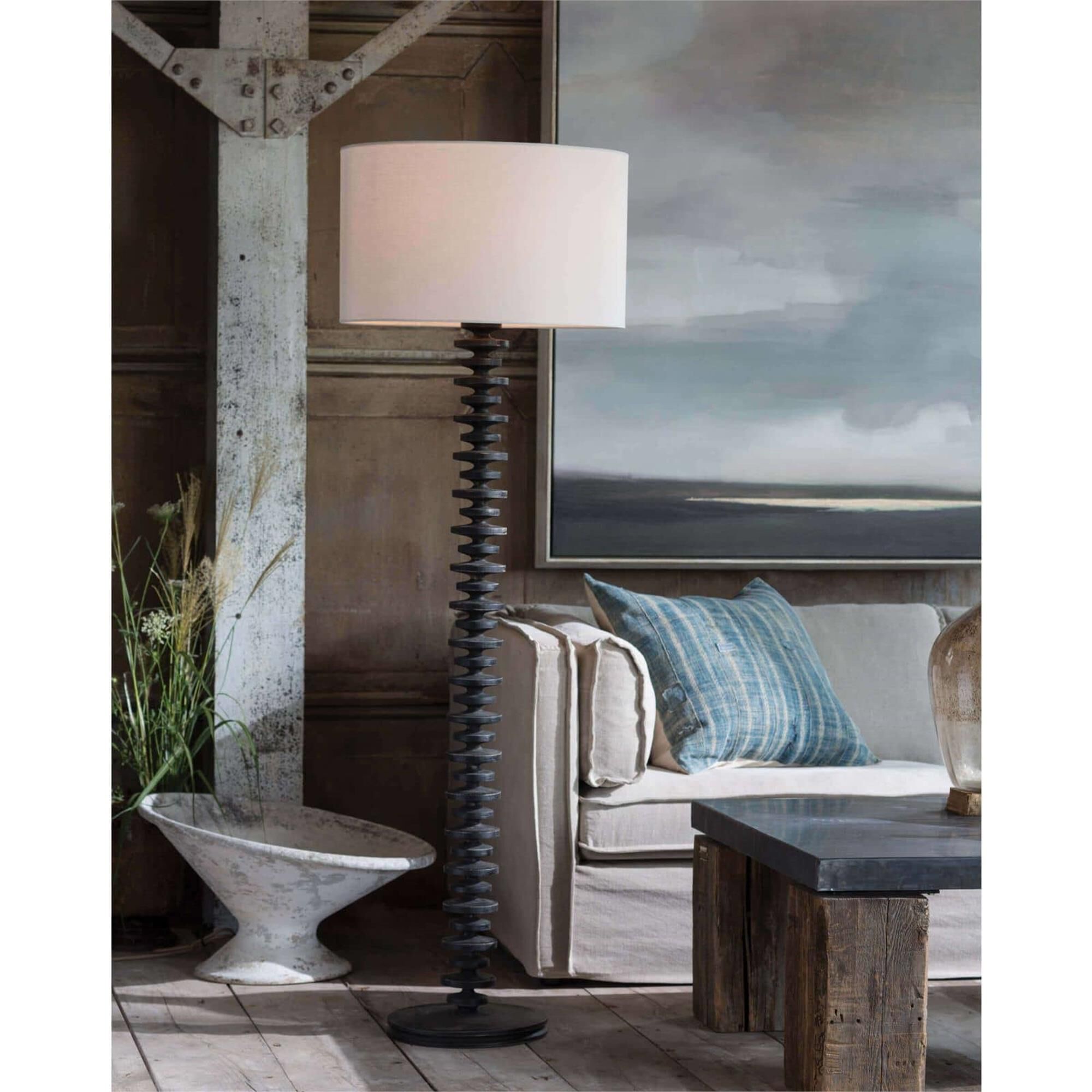 Shown in Ebony finish and Linen shade