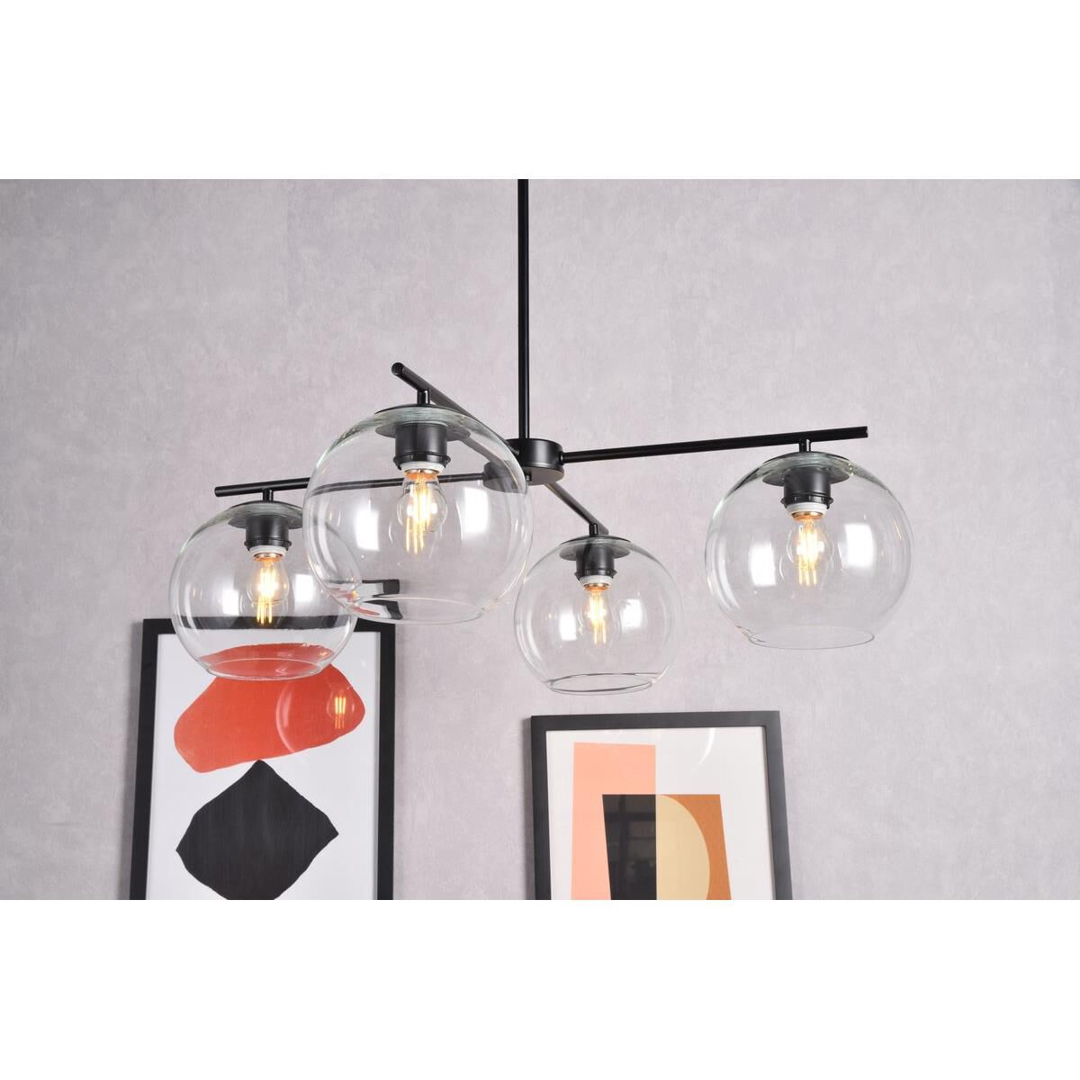 Shown in Black finish and Clear glass