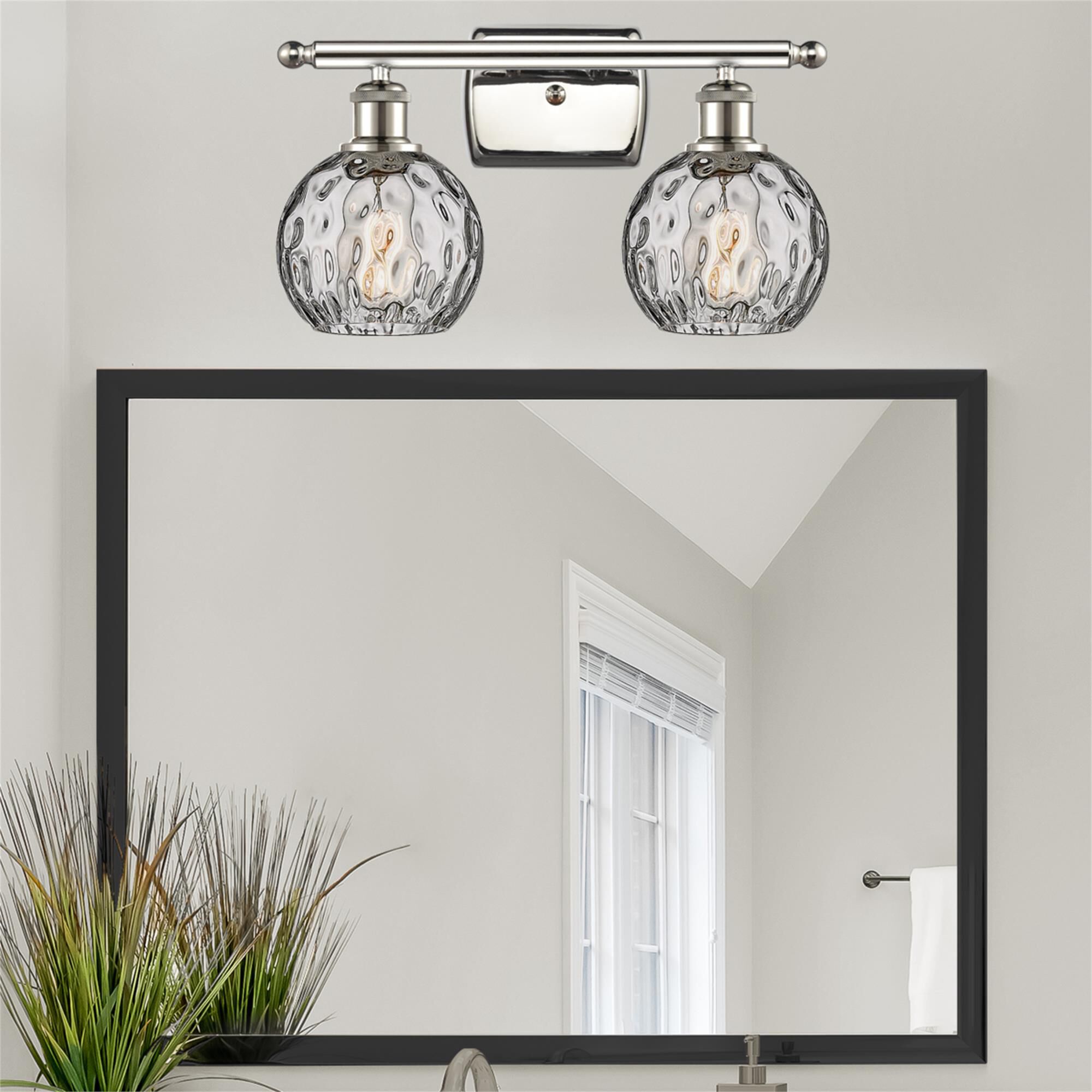 Shown in Polished Nickel finish and Clear glass