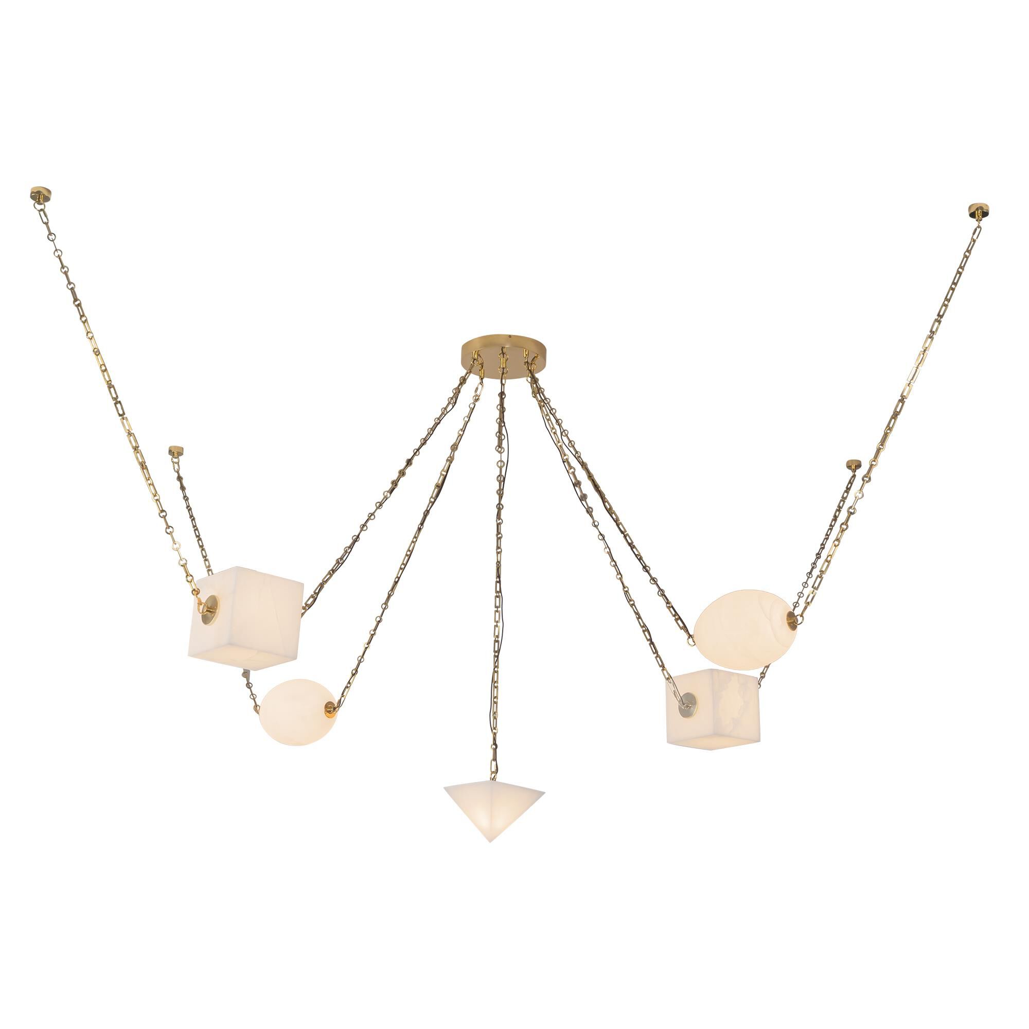 Shown in Patina Brass finish and Alabaster glass