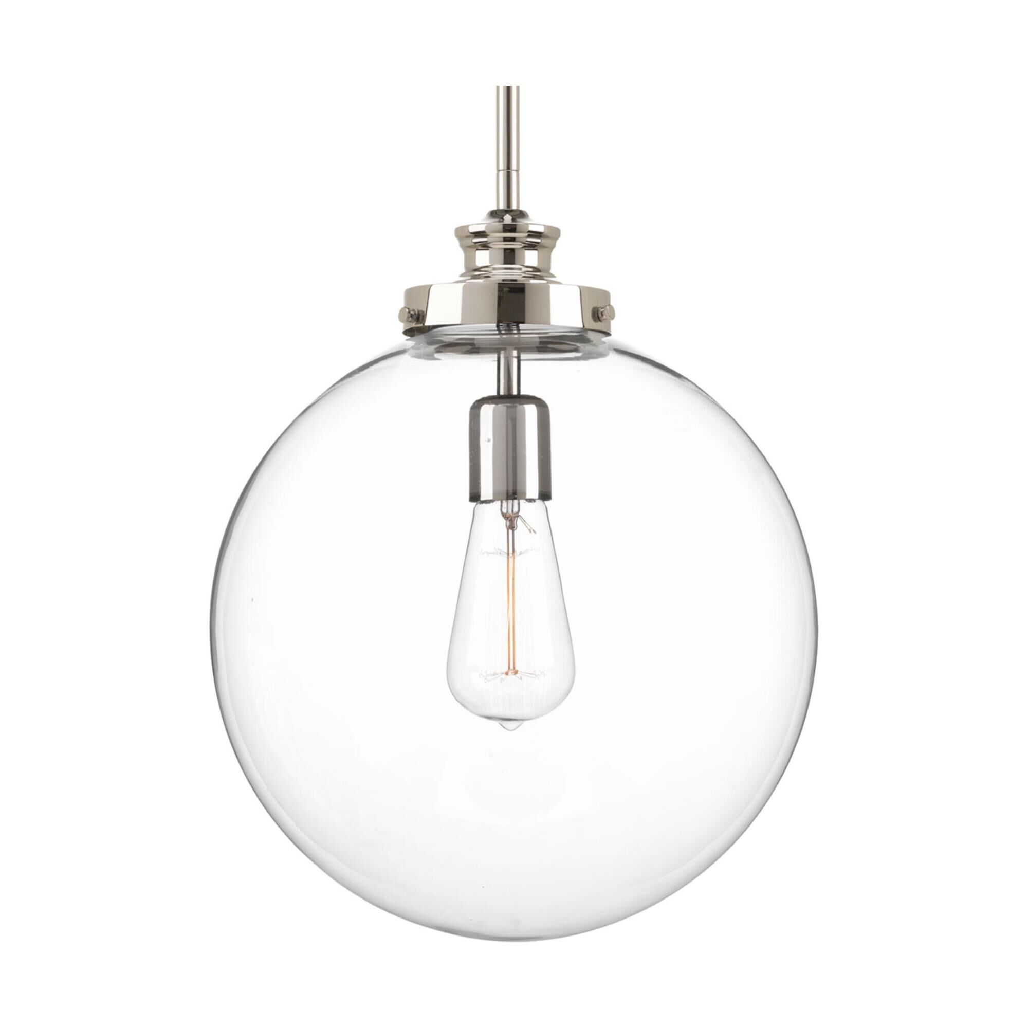 Shown in Polished Nickel finish and Clear glass