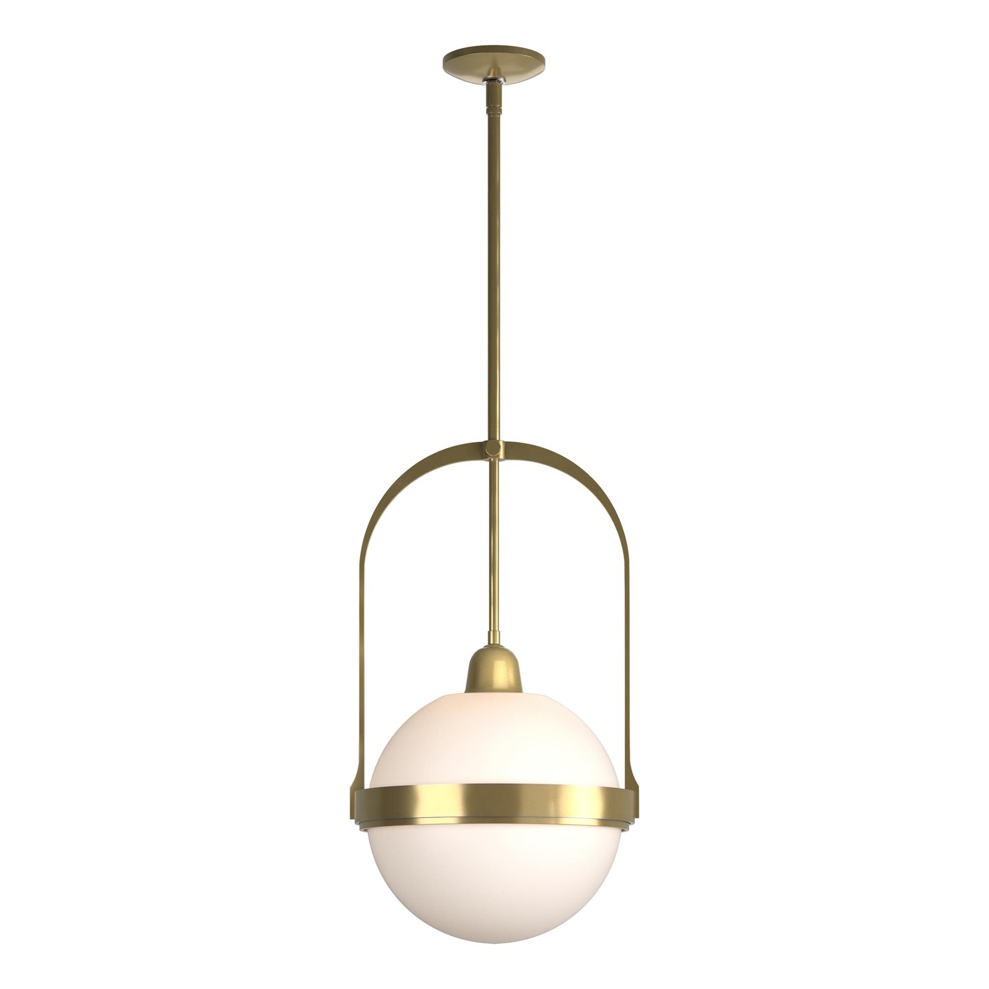 Shown in Modern Brass finish and Opal glass
