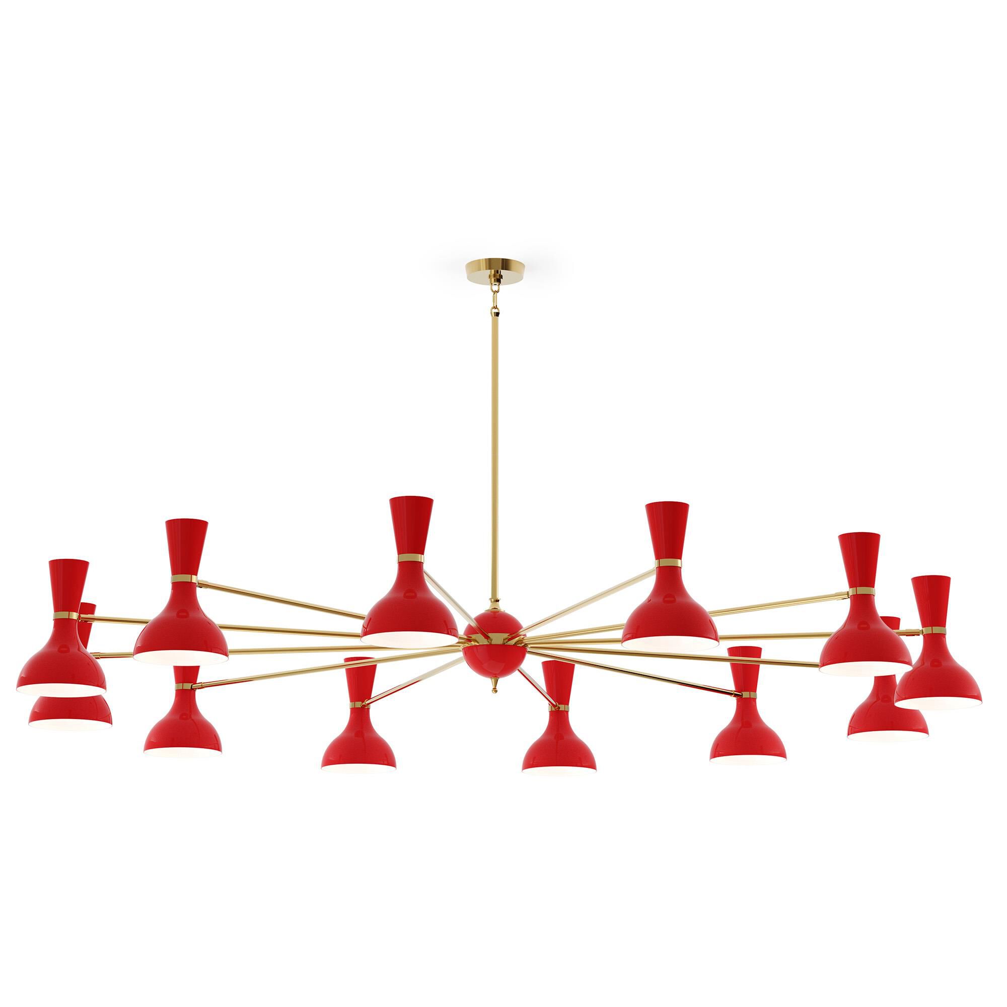 Shown in Modern Brass finish and Ruby Red shade