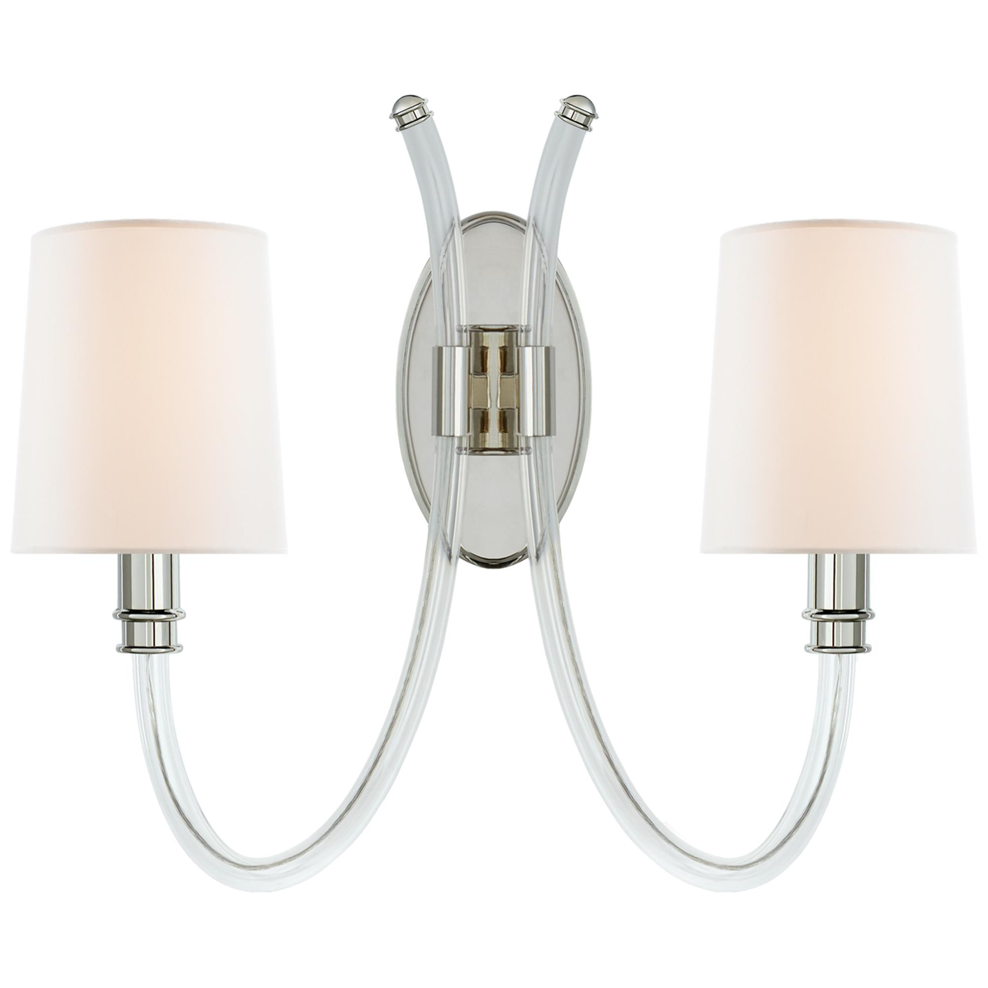 Shown in Crystal With Polished Nickel finish and Linen shade